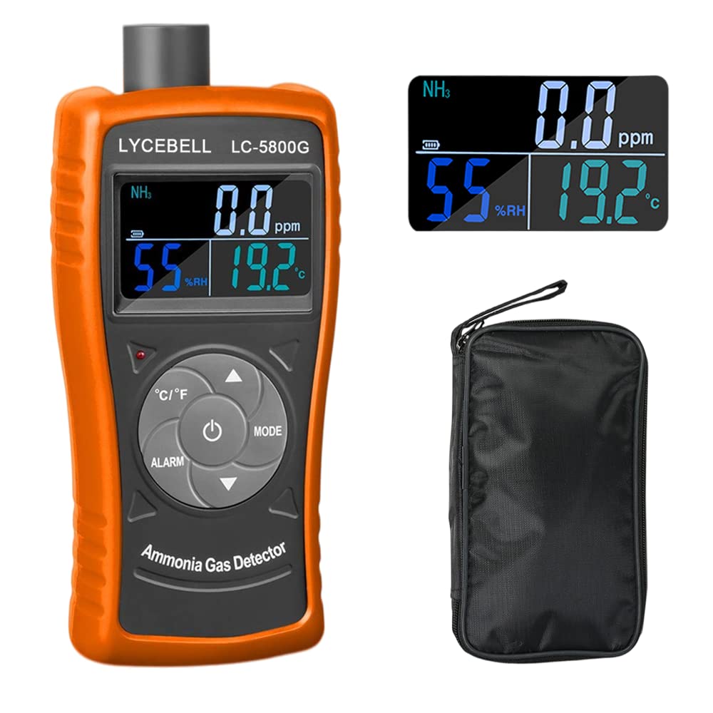 LC-5800G Professional Ammonia Gas Detector | 0-100 PPM NH3 Monitor with Temperature (℉/℃) & Humidity Sensor | Portable Air Quality Meter for Poultry Farms, Livestock Barns & Agricultural Facilities