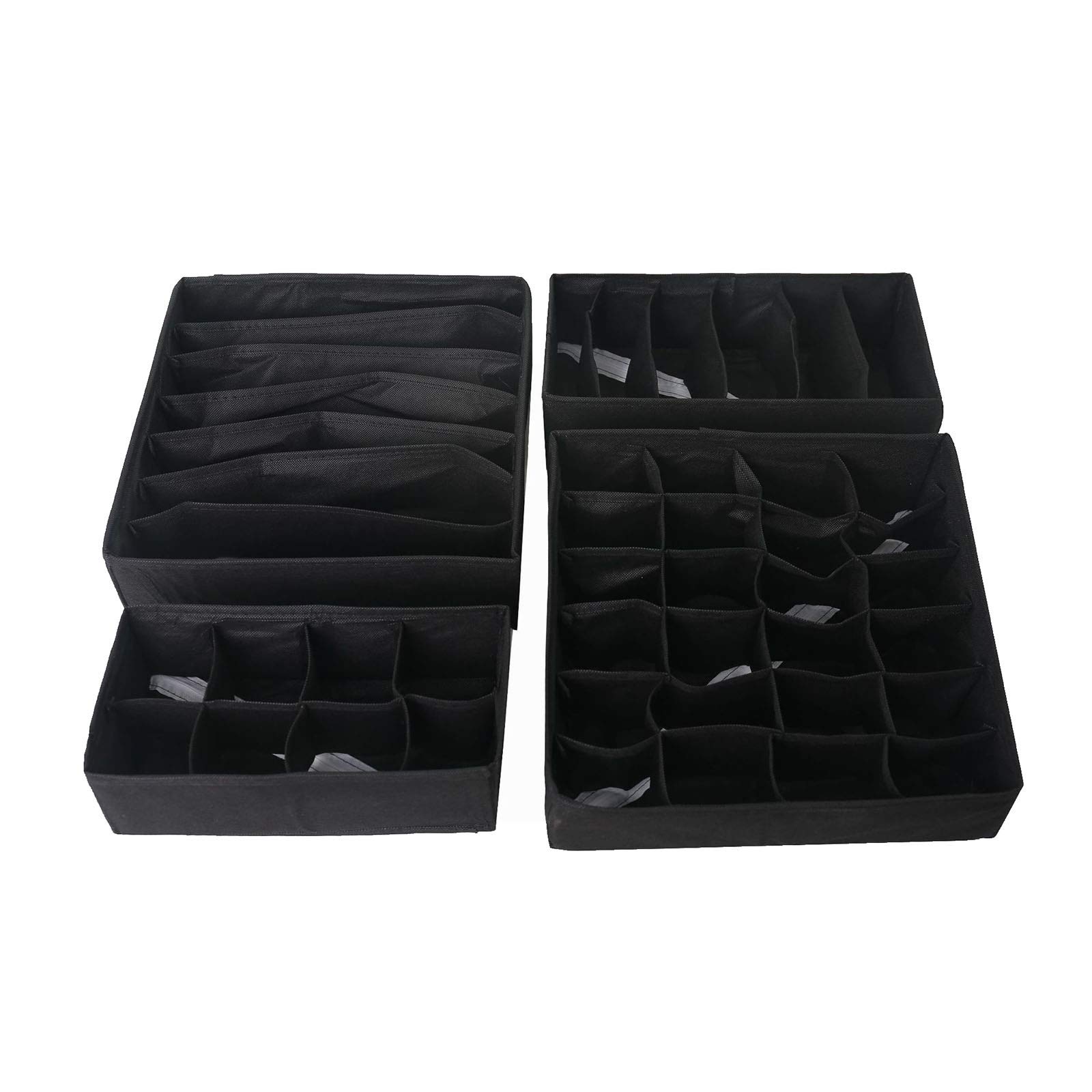 Closet Pack Bras Underwear Organizer - 4 Compartment Drawer Organizer for Socks, Underwear & Ties | Space Saving Storage Solution for Bedroom, Closet & Travel