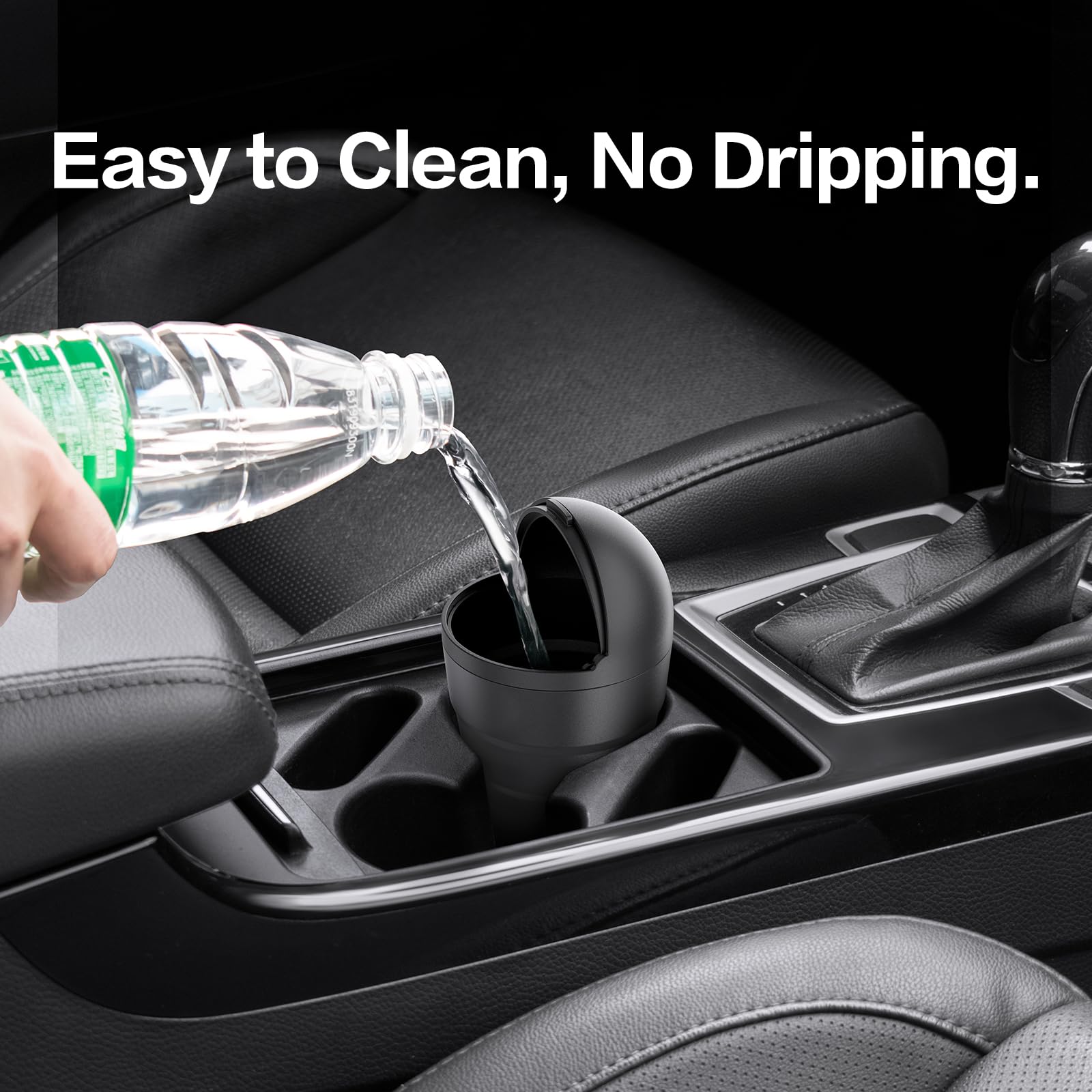 Mini Car Trash Can with Lid - Leakproof ABS Cup Holder Garbage Bin for Vehicle, Office & Home Use | Cute Automotive Accessories (Black, 2-Pack) - Perfect for Road Trips, Daily Commute & Workspace Organization