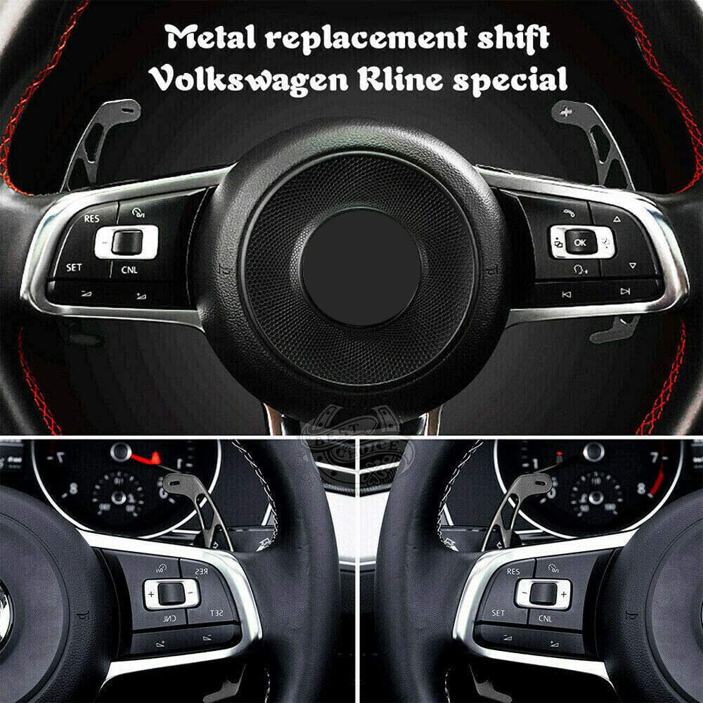 High-Quality Aluminum Paddle Shifters for VW Golf MK7 GTI R R-Line Scirocco (2014-2019) - Black Steering Wheel Shifter Extension - Enhance Driving Performance & Sporty Look