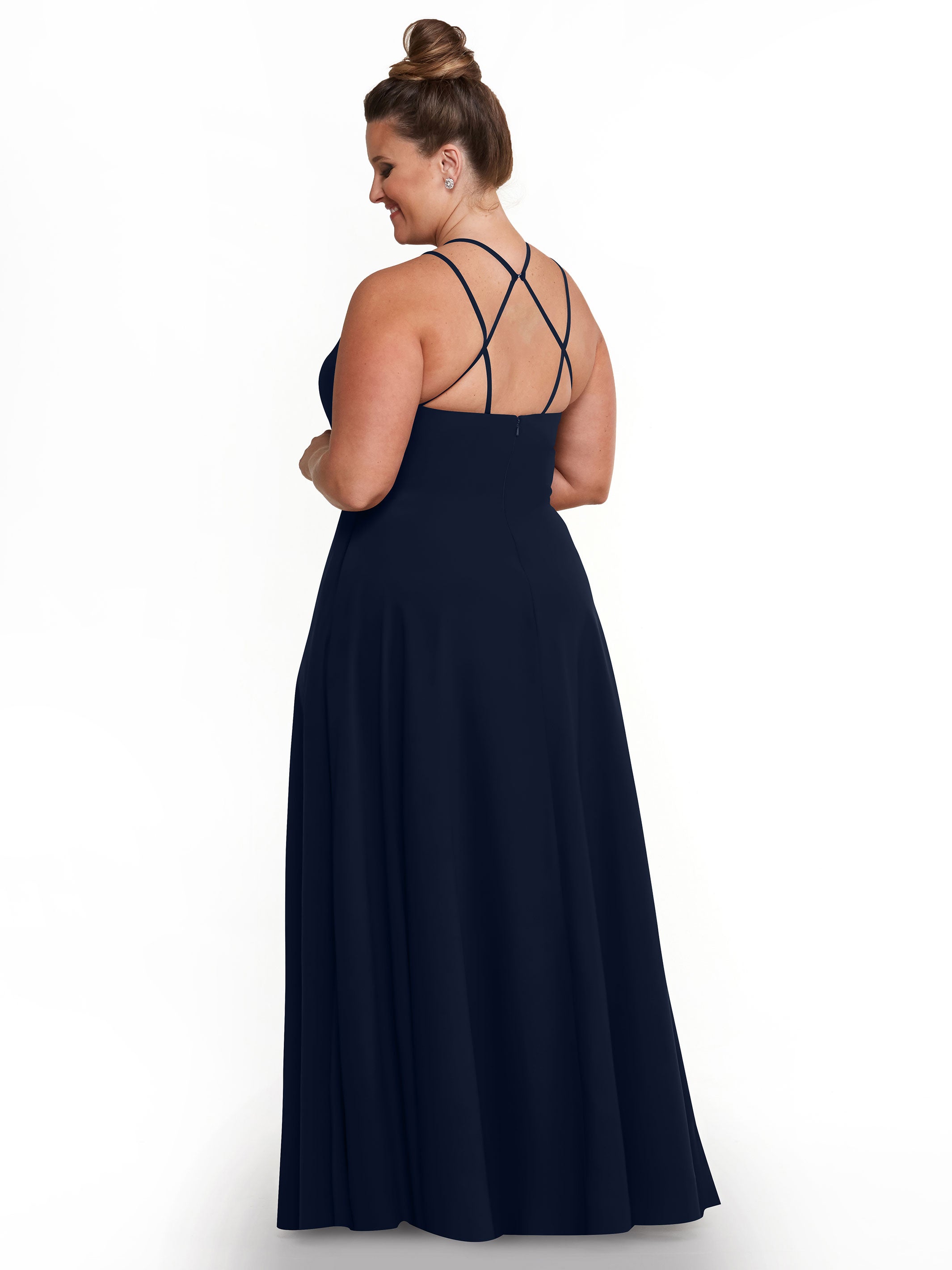 Elegant 83006 Stretch Chiffon A-Line Bridesmaid Dress with Halter Neckline - Perfect for Weddings, Formal Events & Special Occasions