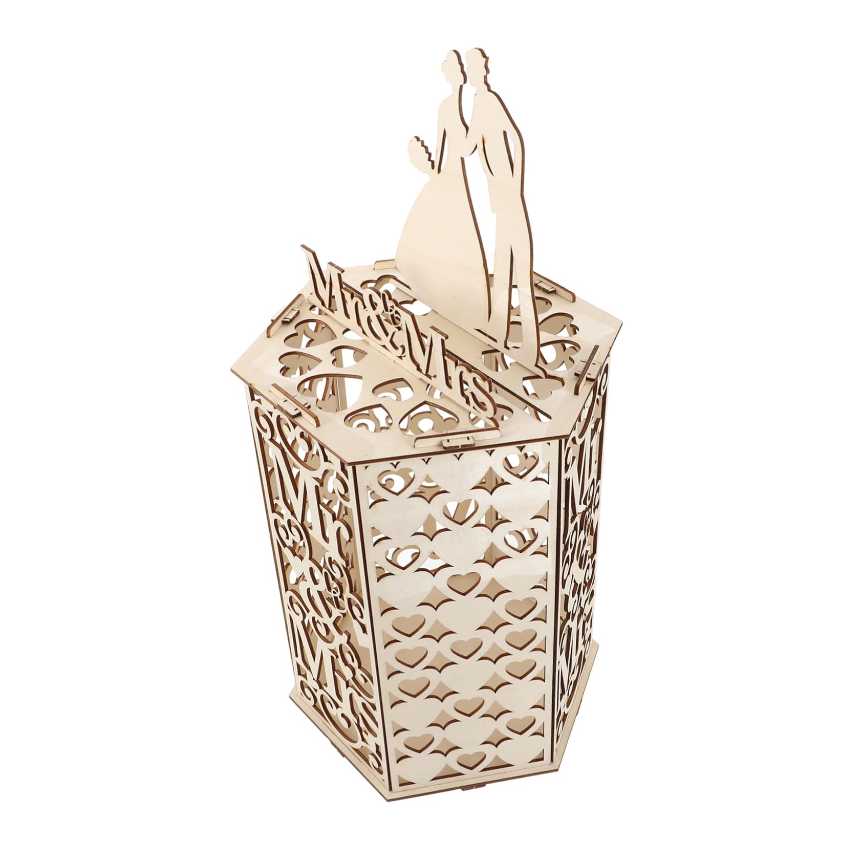 PRETYZOOM Wooden Wedding Card Box - Elegant Card Holder for Greeting Cards, Invitations & Envelopes - Perfect for Weddings, Bridal Showers & Special Events