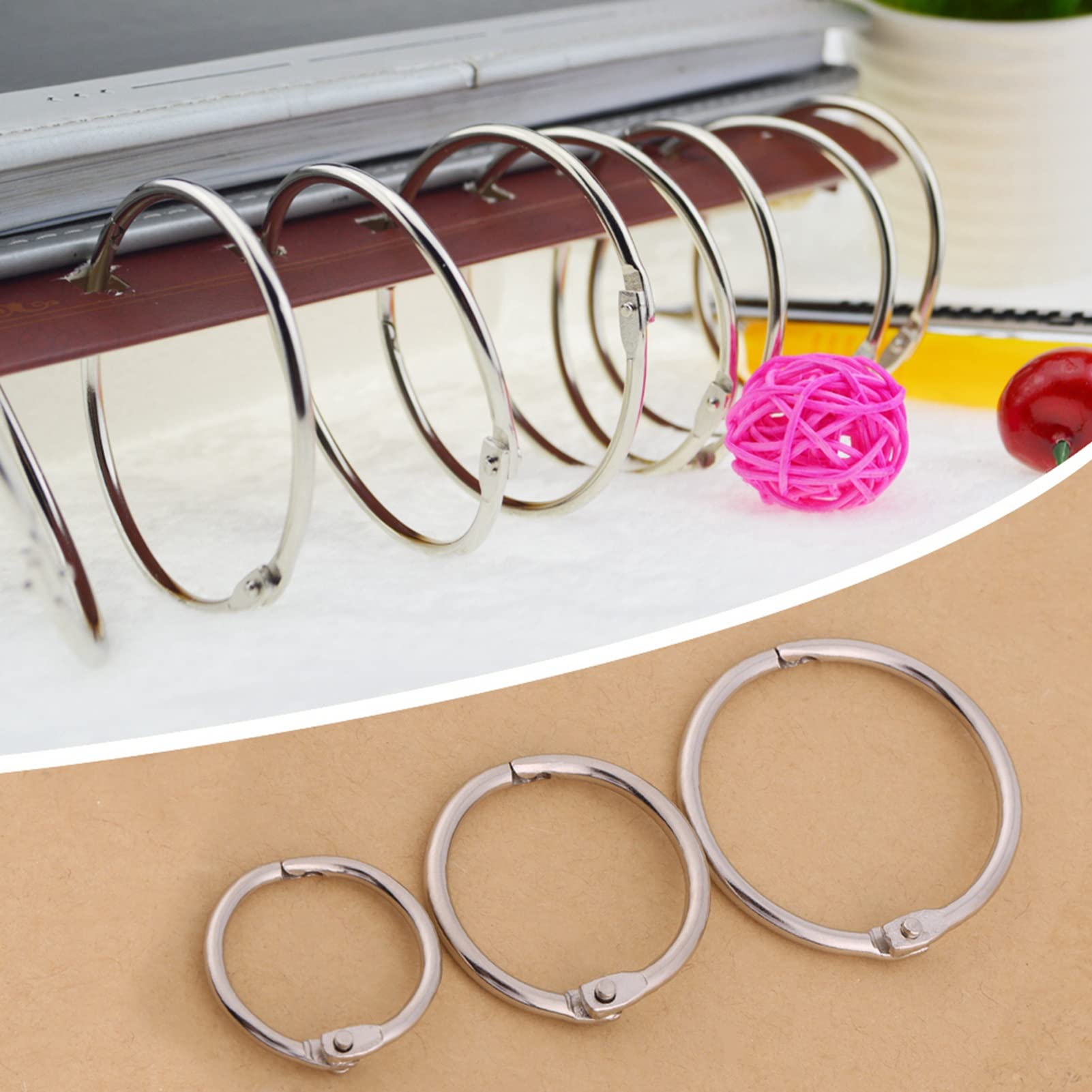 Zerodis 20PCS Metal Book Rings for Documents, Keys & Flashcards - School/Office/Home Use