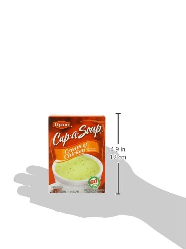 Lipton Cup-a-Soup Instant Cream of Chicken Soup - 70 Calories per Serving, 4 Count (12 Pack) - Quick & Easy Meal Solution for Office Lunch, Camping & Busy Days