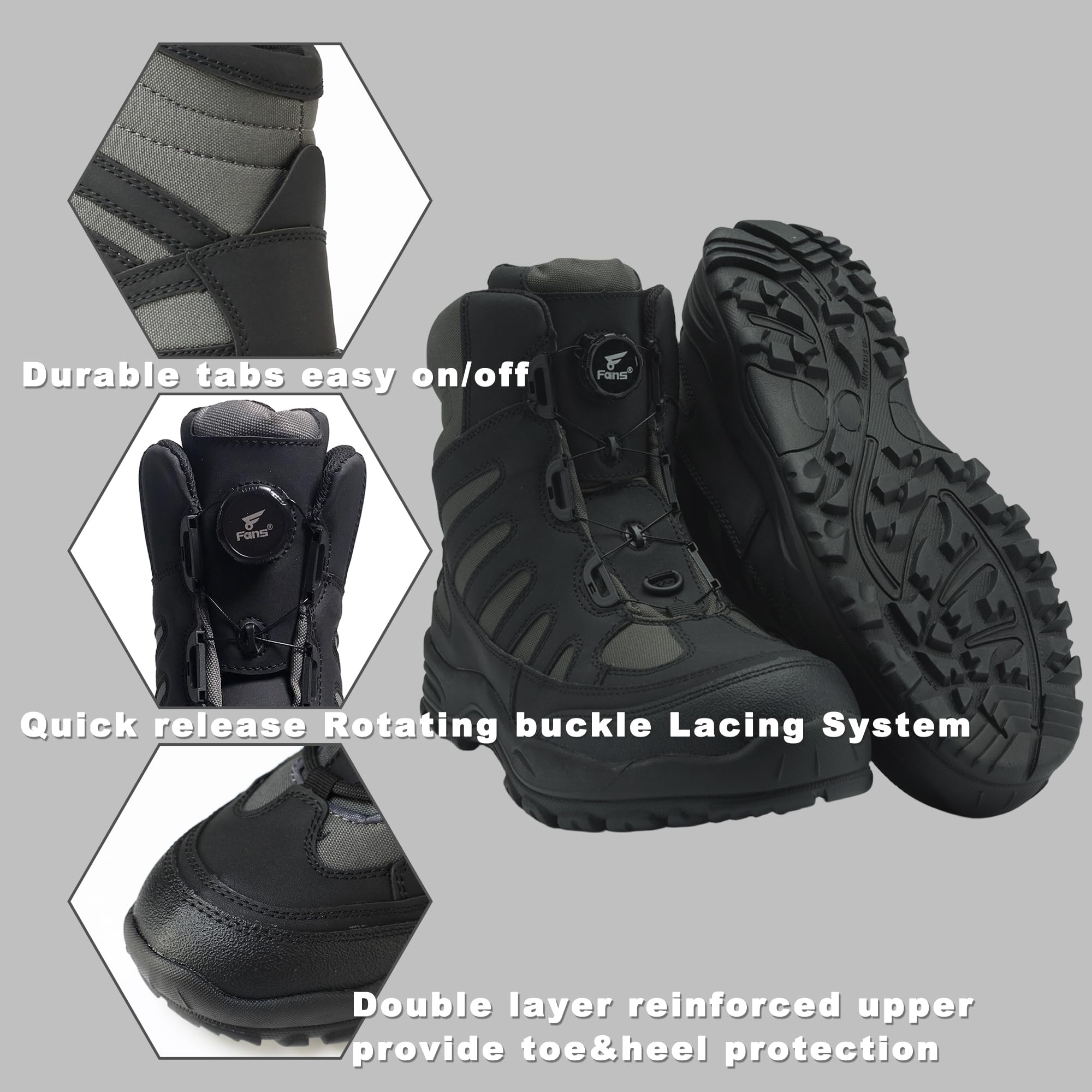 8 Fans Wading Boots for Men & Women - Anti-Slip Rubber Sole with Rotating Buckle Lacing System - Perfect for Fishing, Hiking, and Outdoor Water Activities