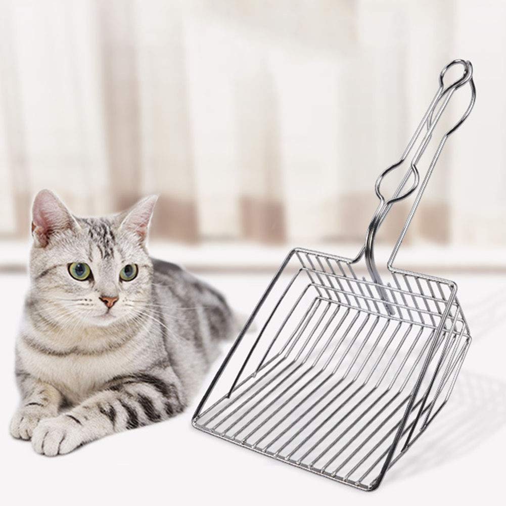 Durable Metal Cat Litter Scoop with Long Handle - Heavy Duty Pet Waste Scooper for Kitty & Dog Litter Box Cleaning | Perfect for Daily Pet Waste Removal & Litter Box Maintenance