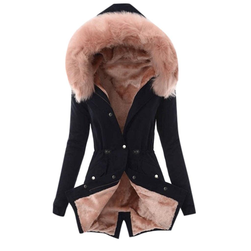 Women's Fluffy Warm Winter Coat - Faux Fur Lined Windbreaker Jacket with Hood | Thick Trench Overcoat for Cold Weather | Perfect for Snow Days, Outdoor Activities & Daily Winter Wear