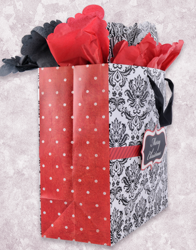 Elegant Damask Square Jumbo Gift Bags - Premium Party Favor Bags for Weddings, Baby Showers & Special Occasions