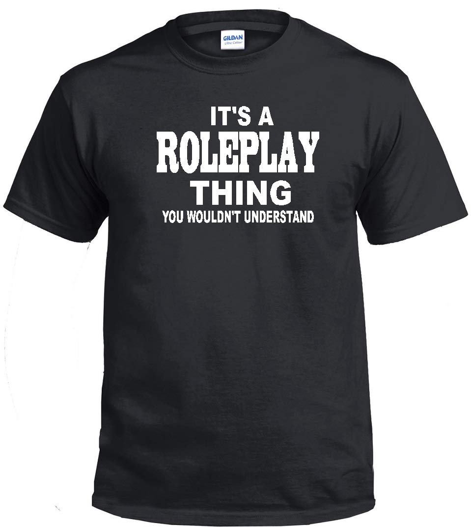 STUFF WITH ATTITUDE Black Roleplay Graphic T-Shirt for Men & Women | Funny Costume Tee for Cosplay, Halloween & Comic Con