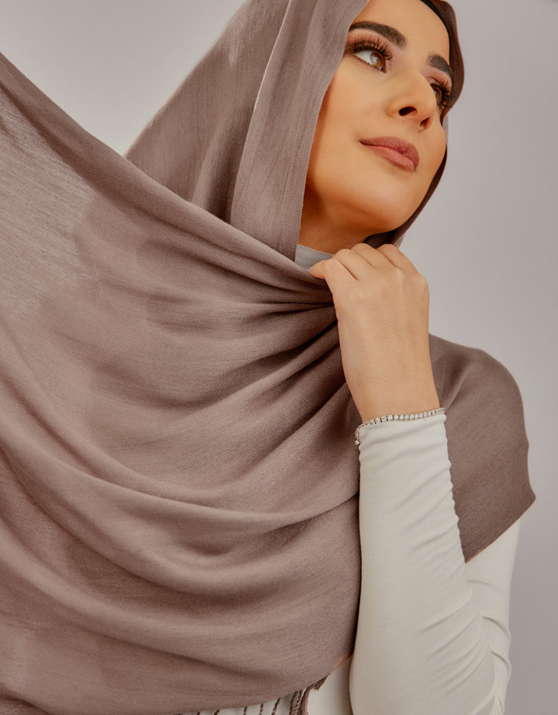 Soft Cotton Tassel Twisted Shawl Wrap - Dark Nude Shades for Women | Elegant Boho Scarf for Fall, Winter & Special Occasions