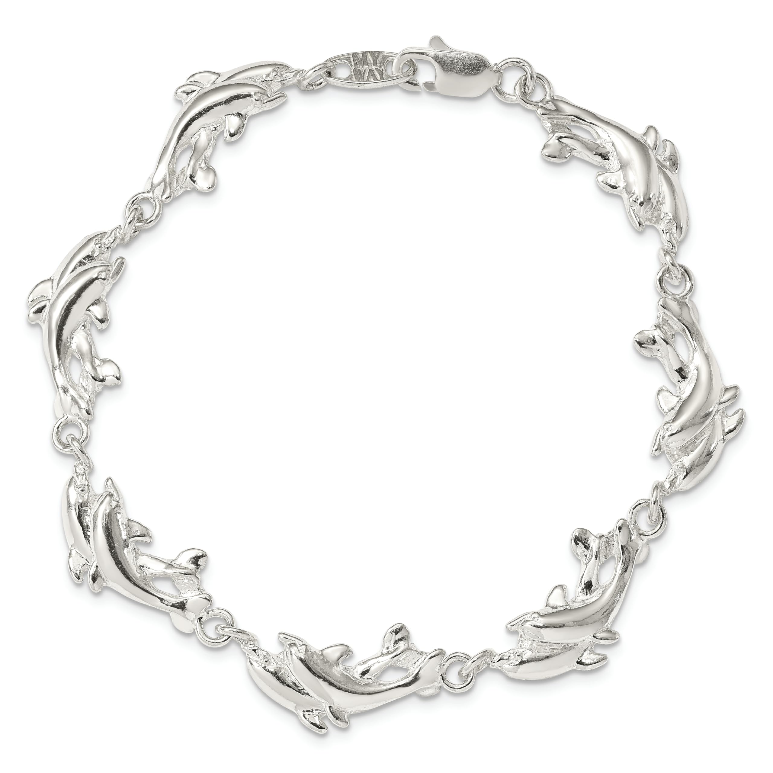925 Sterling Silver Sea Dolphin Charm Bracelet - Nautical Ocean Fish Jewelry for Women - Perfect for Beach Vacations, Summer Outfits & Gift Giving