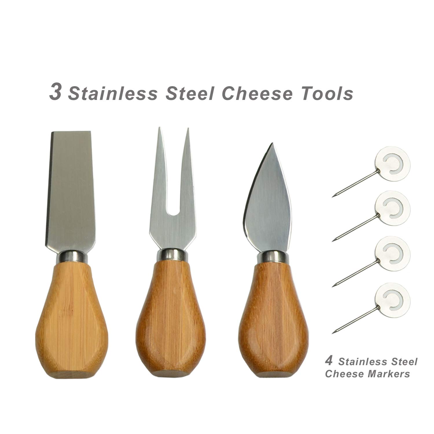 Personalized Monogrammed Bamboo Cutting Board with Knives & Cheese Markers - Engraved Charcuterie Board for Cheese, Charcuterie & Entertaining - Compact Wedge Design Expands to 18