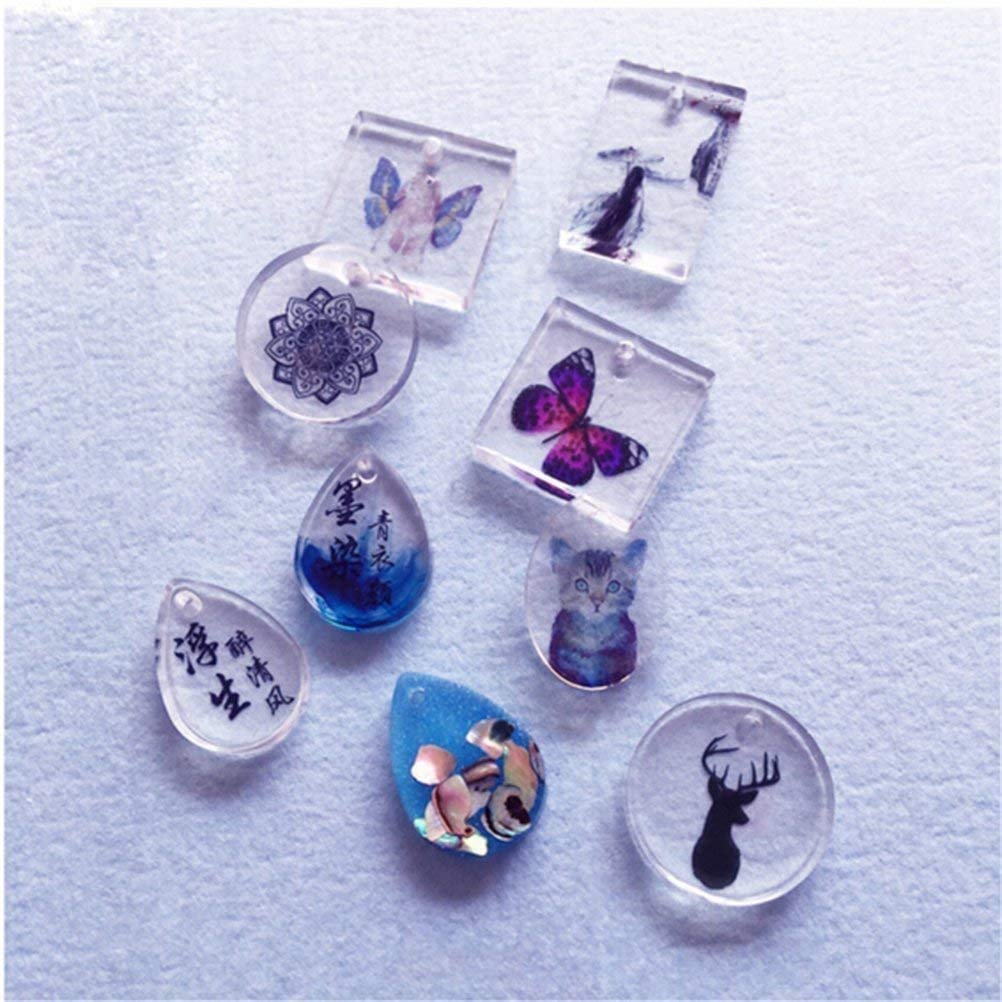 6 Pack Clear Silicone Resin Molds for Jewelry Making - Round Coaster, Square Tray, Oval & Rectangle Molds | DIY Epoxy Craft, Pendant, Keychain & Home Decor Projects