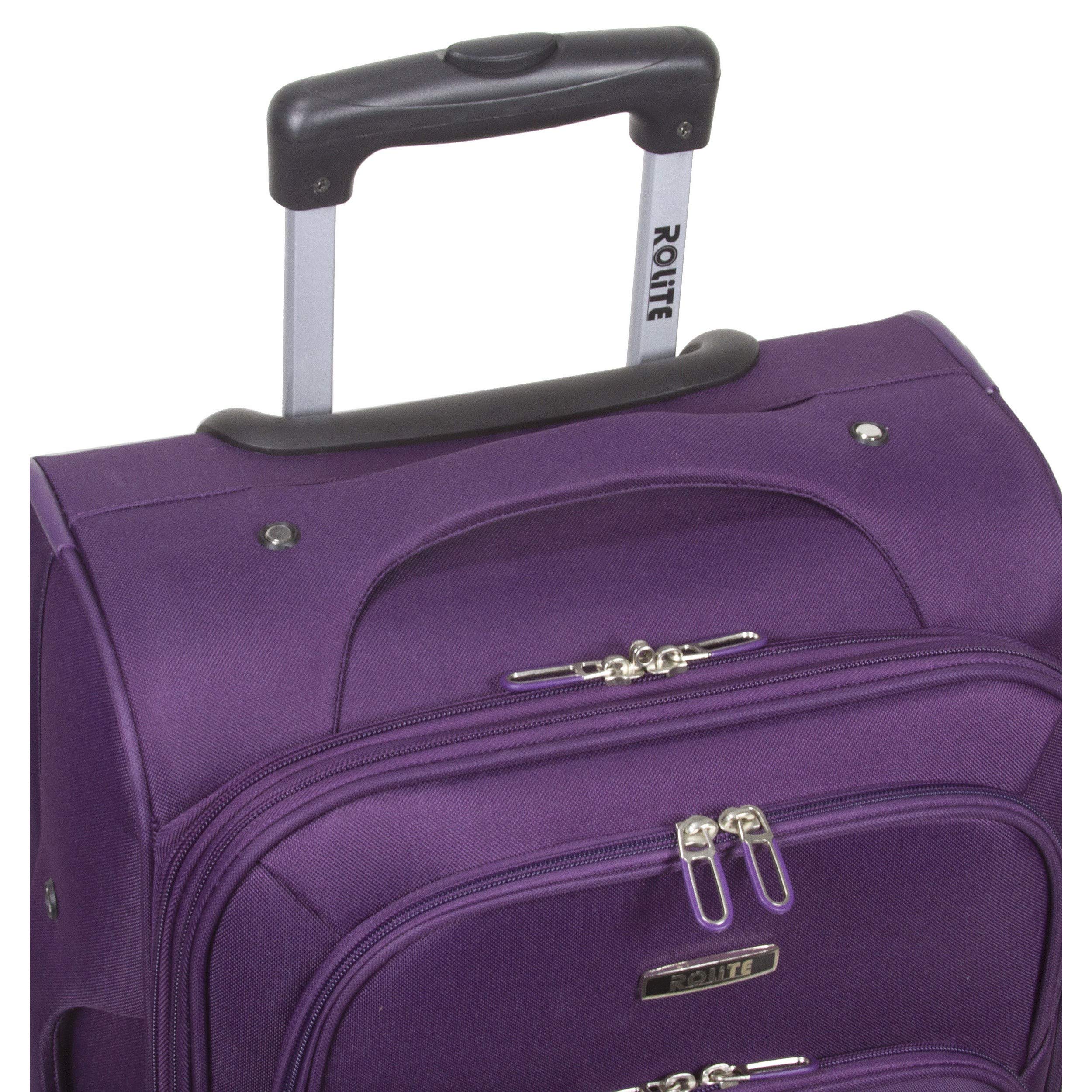 Rolite Rover Spinner Expandable Luggage Set - 3-Piece Purple Suitcase with 360° Wheels for Travel | Perfect for Family Vacations, Business Trips & International Travel
