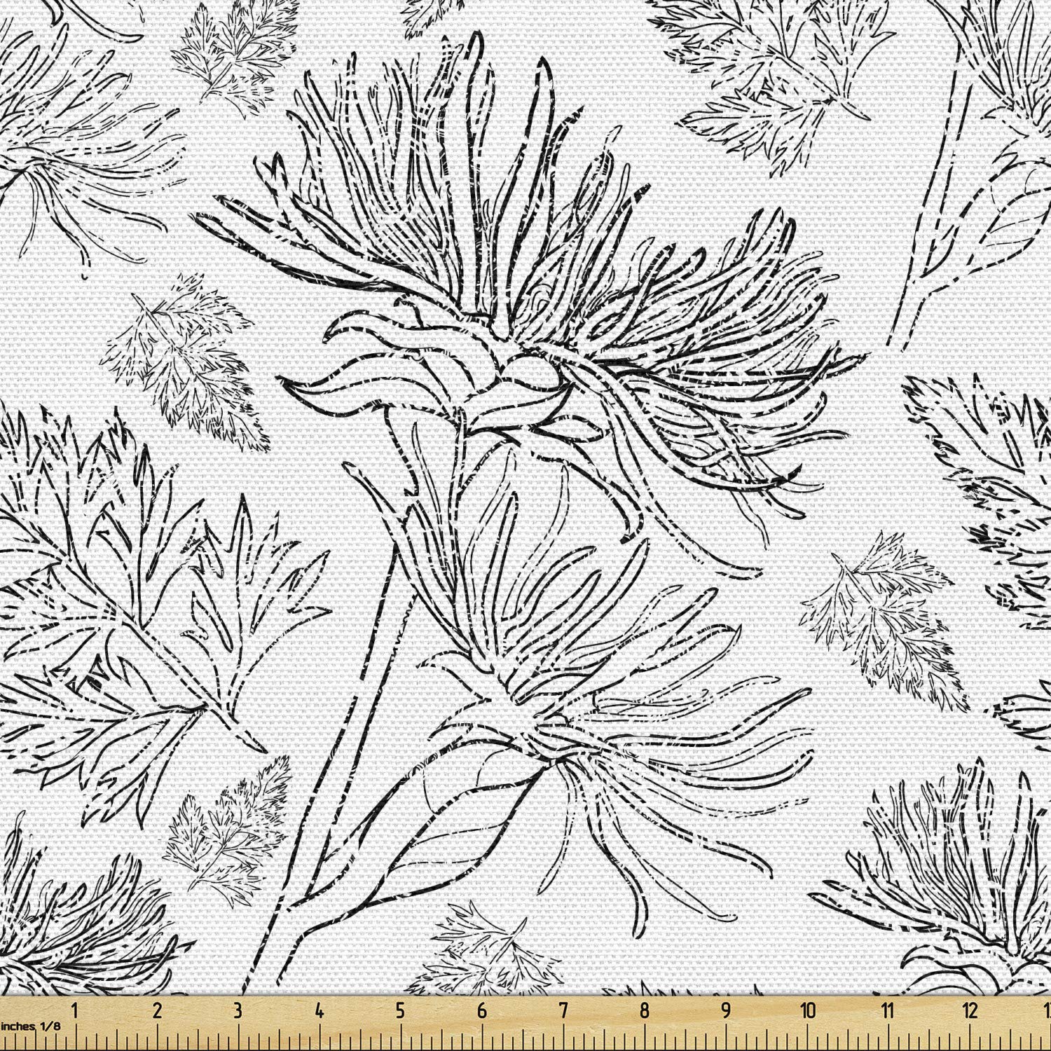 Ambesonne Forest Fabric by The Yard - Nature Inspired Foliage Bouquets, Gardening Flora & Herbs Leaves Design - Hand Drawn Decorative Fabric for Upholstery, Curtains, Pillows & Home Decor - 10 Yards Charcoal Grey & White - Perfect for Living Room, Bedroom & DIY Craft Projects