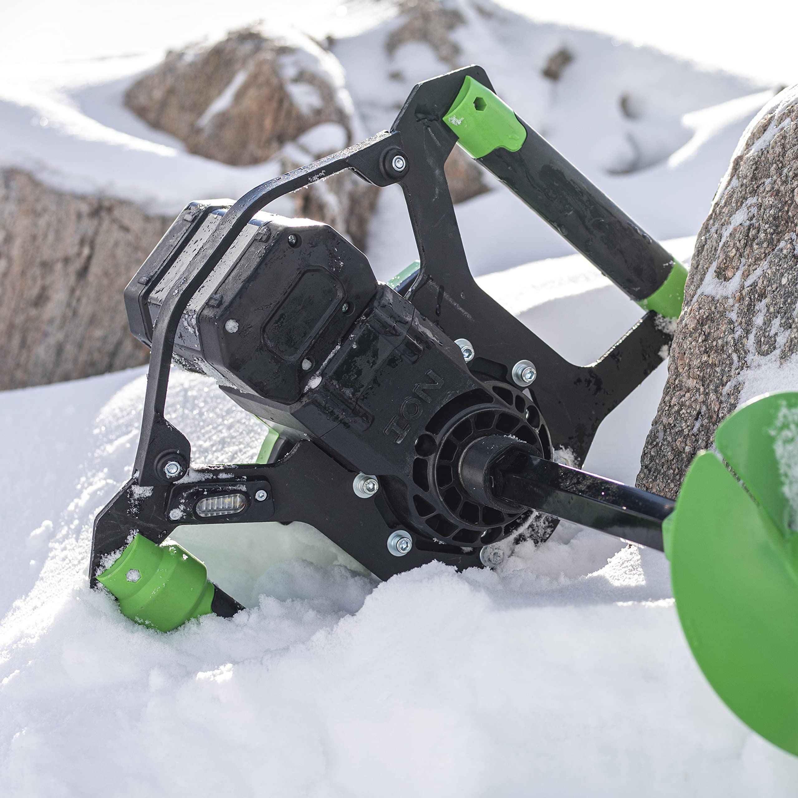 ION Alpha Plus 40V Lithium-ion Electric Ice Fishing Auger with 2 Batteries - Gen 3 Composite Design in Green | Perfect for Ice Fishing, Winter Camping & Outdoor Adventures