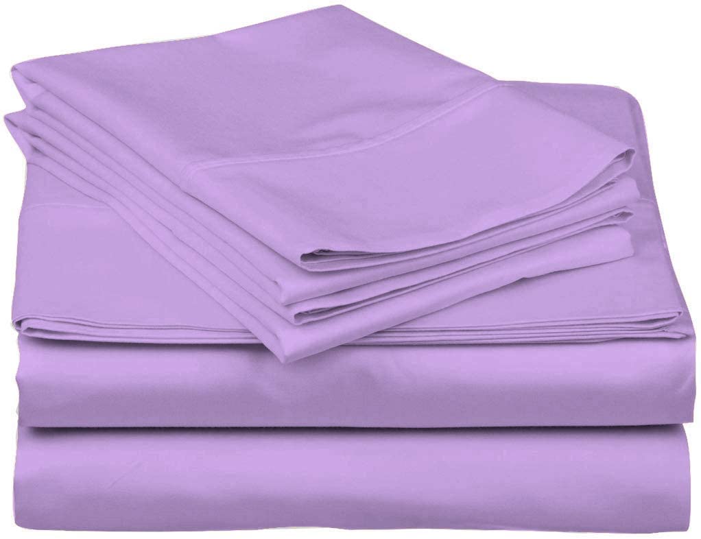 800 Thread Count 4-Piece Bed Sheet Set - 100% Egyptian Cotton, Twin Size, Lavender, Ultra Soft Long Staple Cotton, Deep Pocket Fits Mattress Up to 24