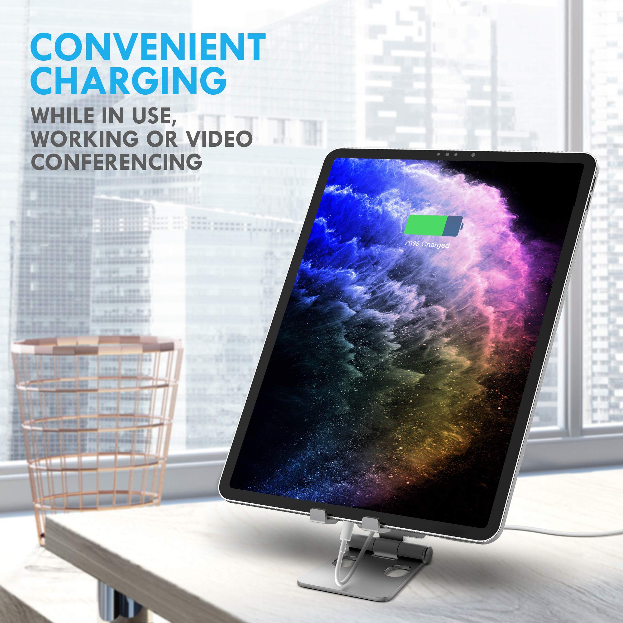 Aduro U-Rise XL Adjustable Aluminum Tablet Stand - Foldable Phone & iPad Holder for iPhone, iPad Pro 11/10.5/9.7, Air Mini 4/3/2, Nexus, Samsung Tab, E-Readers 4-12