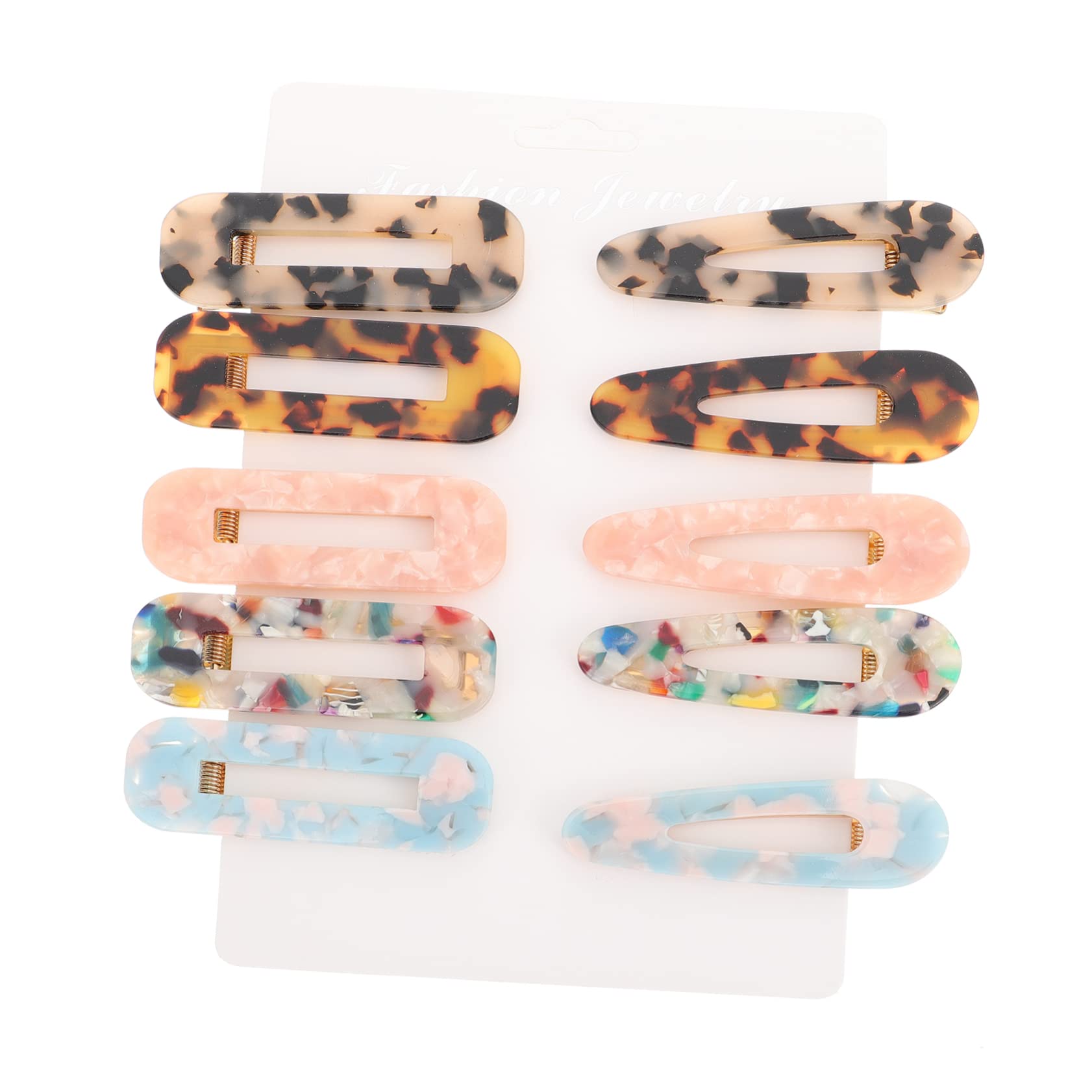 Beavorty 10pcs Glitter Hair Clips for Girls - No Dent Barrette Hairpins, Spring Hair Accessories with Acrylic Decor (Multicolor) - Perfect for Parties, Weddings, Prom & Daily Hair Styling