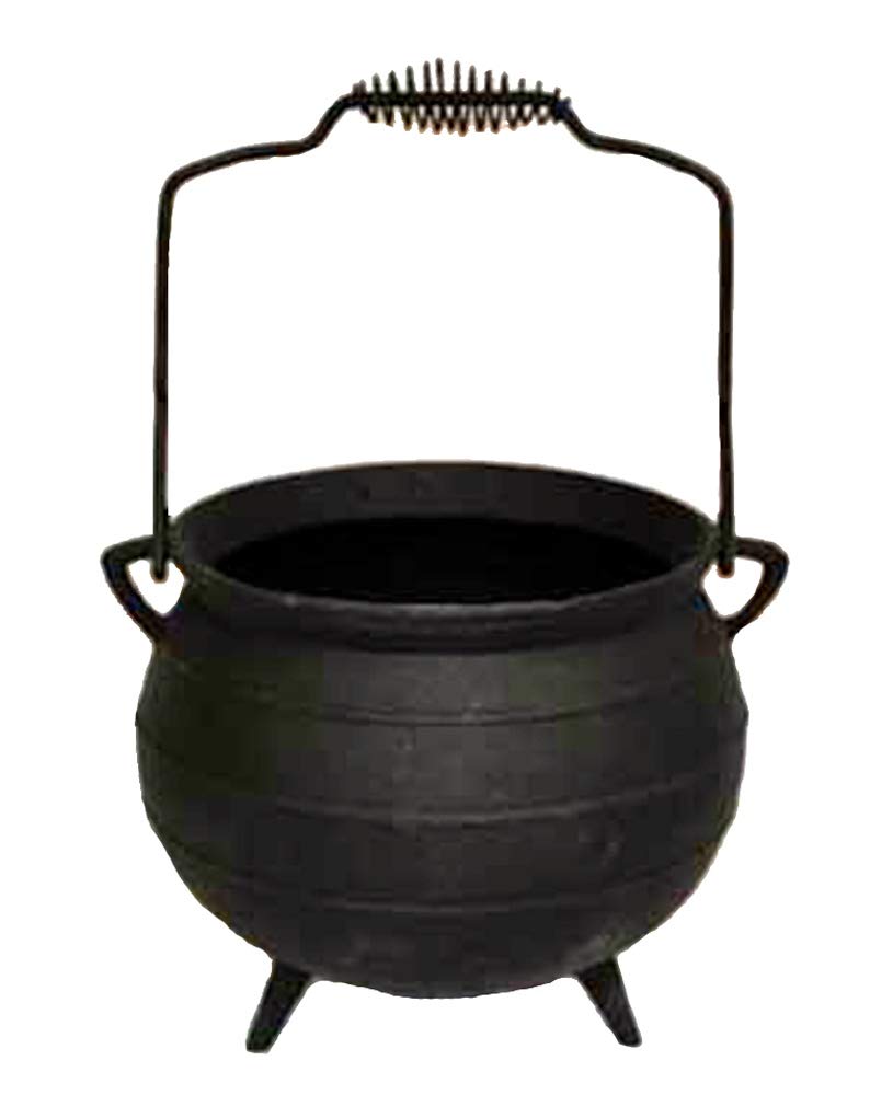 Large Cast Iron Cauldron Kettle Pot with Tripod Legs & Bail Handle - Perfect for Outdoor Cooking, Halloween Decor, and Garden Planters