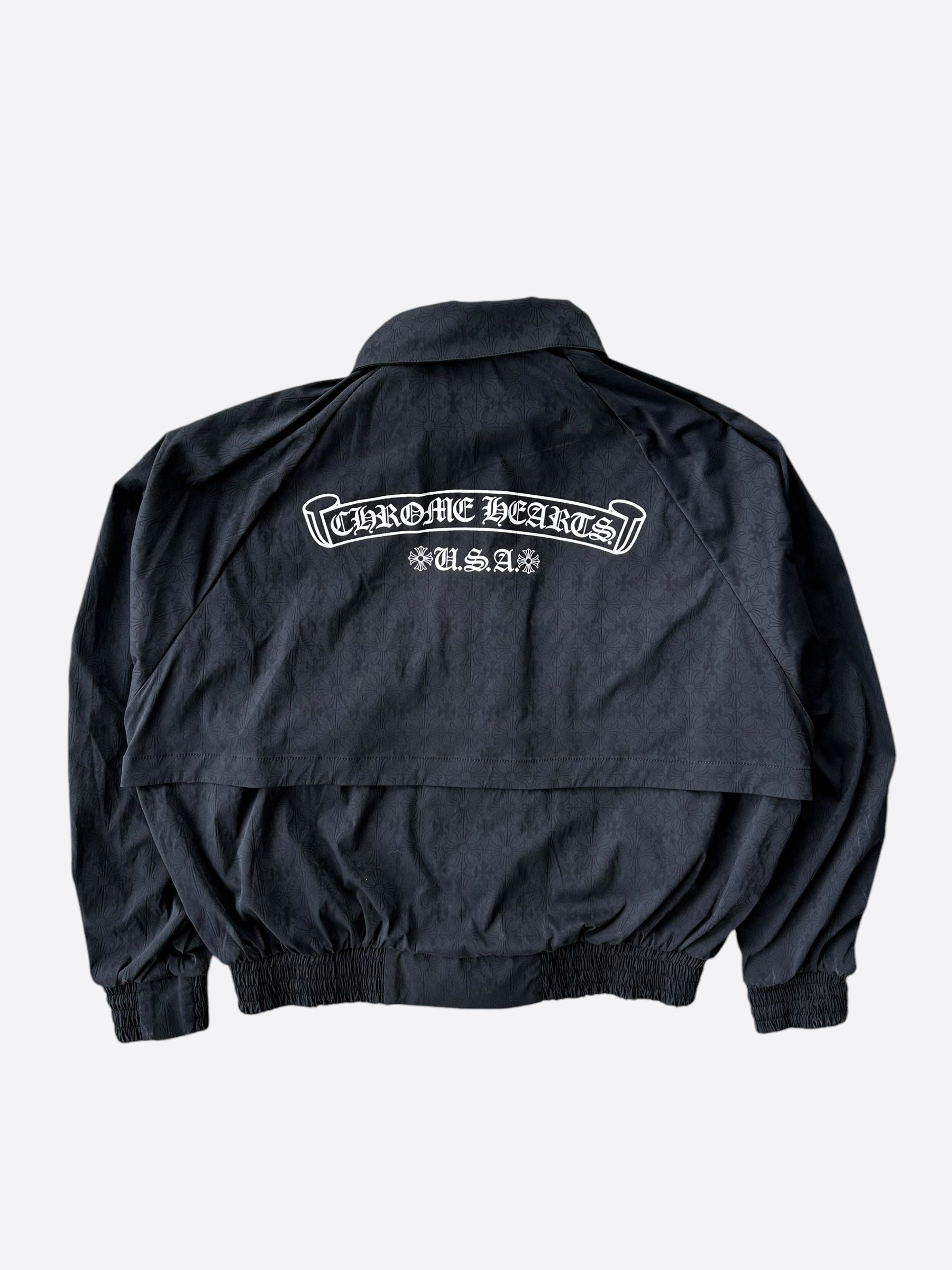Chrome Hearts Black Cross Jacquard Match Point Windbreaker Jacket - Stylish Streetwear for Men & Women | Perfect for Casual Outfits, Urban Fashion & Outdoor Activities