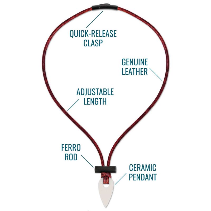 Wazoo Survival Gear Spark Necklace - Fire Starter Necklace for Camping, Hiking & Outdoor Survival - Emergency Fire Starter Tool for Bushcraft & Adventure