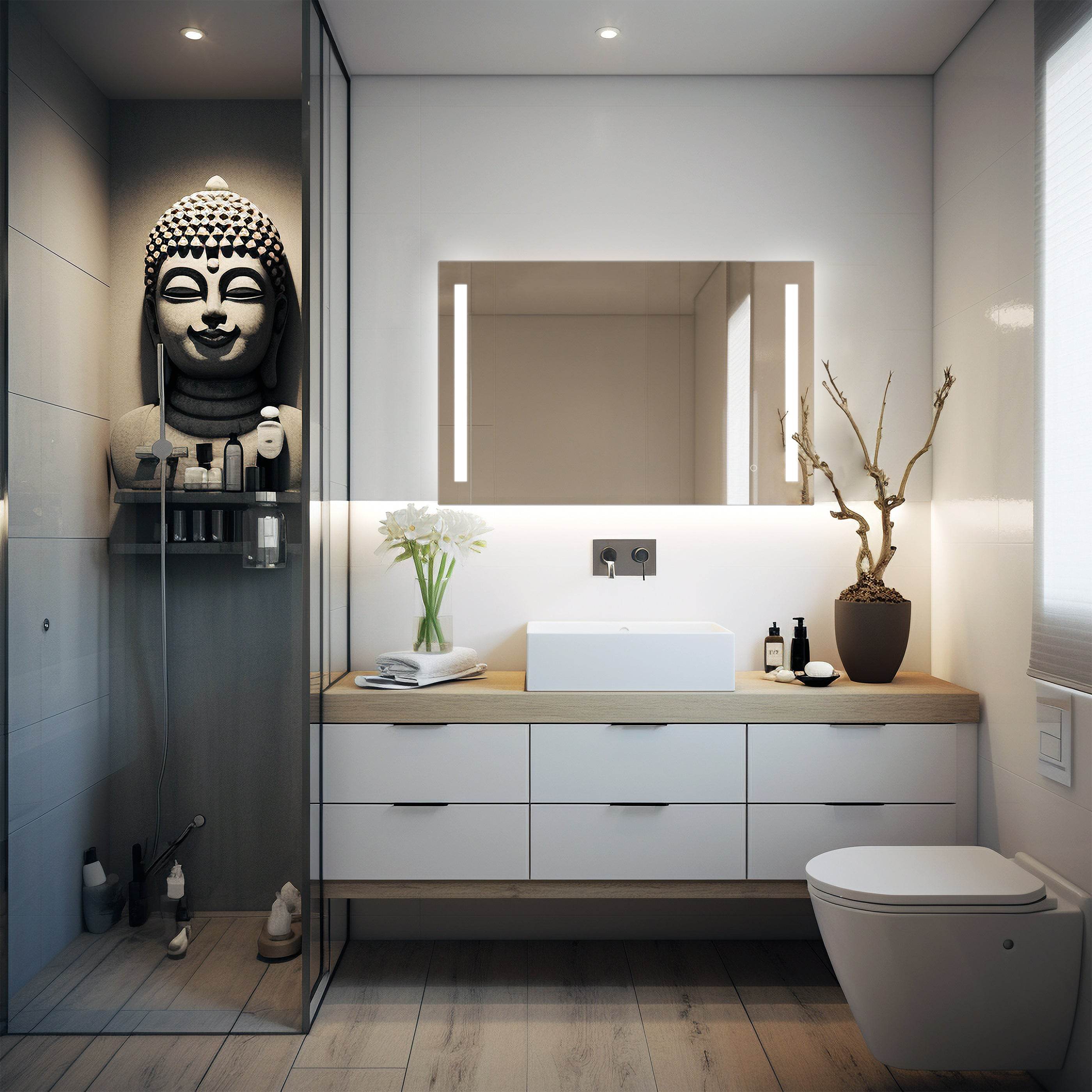 Treviso LED Bathroom Mirror with Adjustable Dimmer & Anti-Fog Function - 4 Size Options for Vanity, Makeup & Home Decor