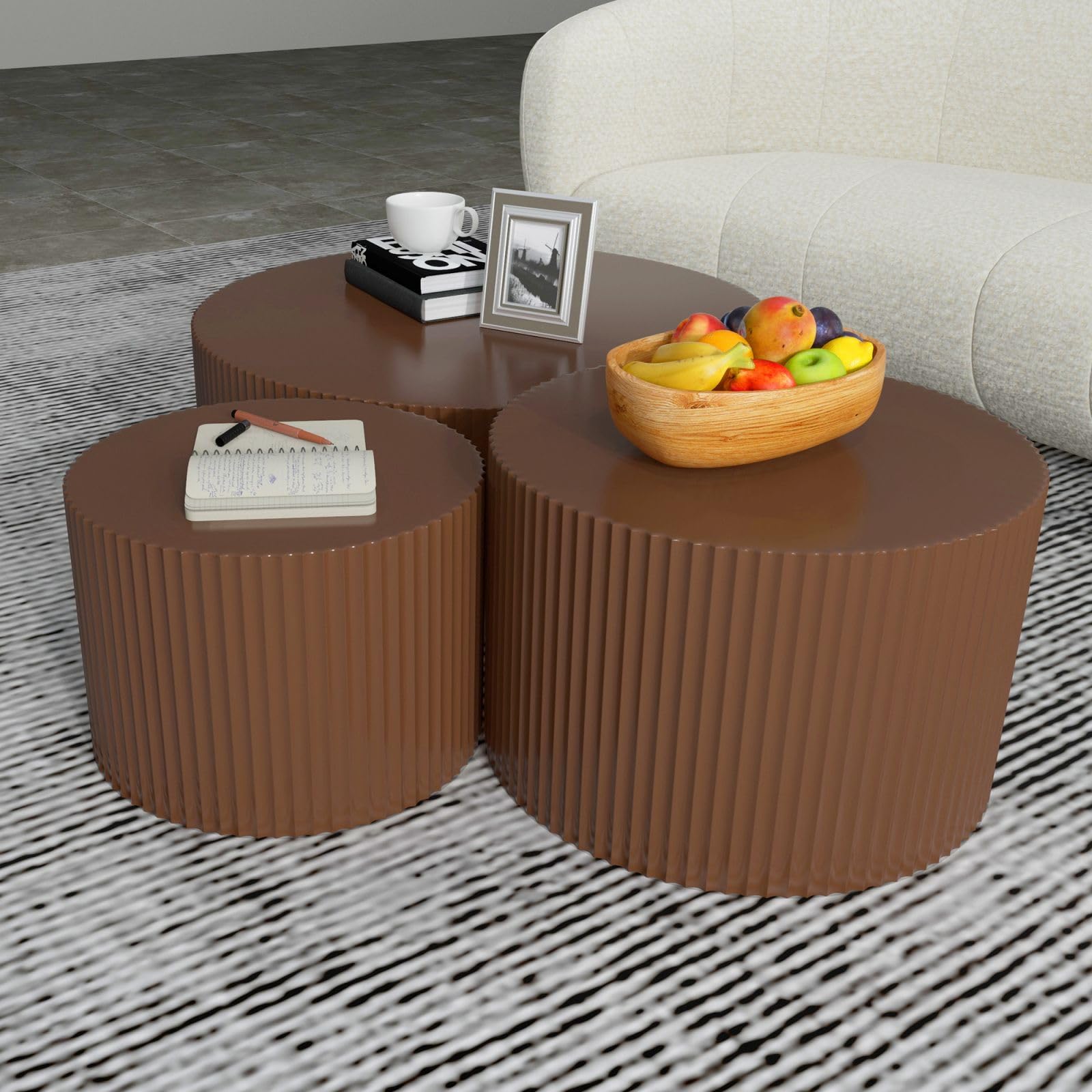 Modern 3-Piece Round Coffee Table Set - 35.43