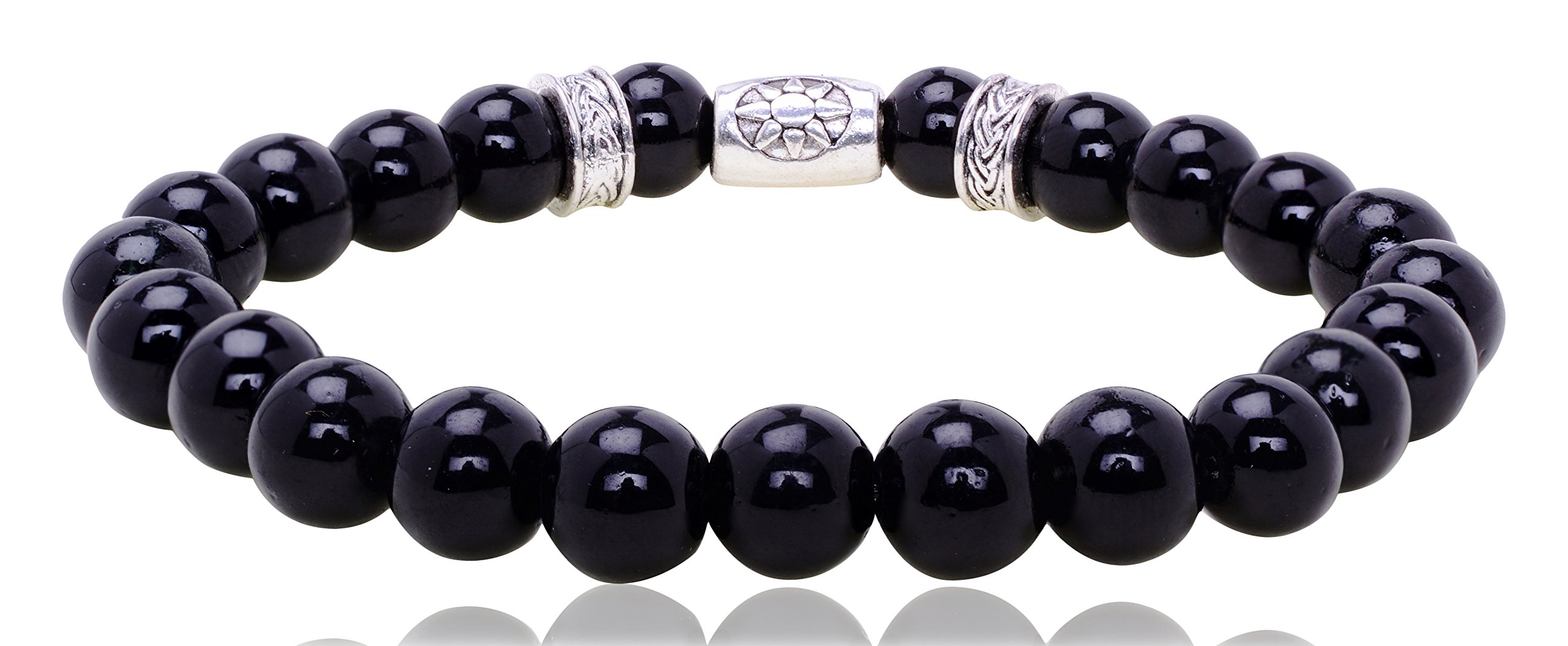 Gurjari Black Bead & Oxidized Beads Stretchable Bracelet for Boys - 25 Grams - Perfect for Casual Wear, Gifts & Ethnic Fashion Accessories