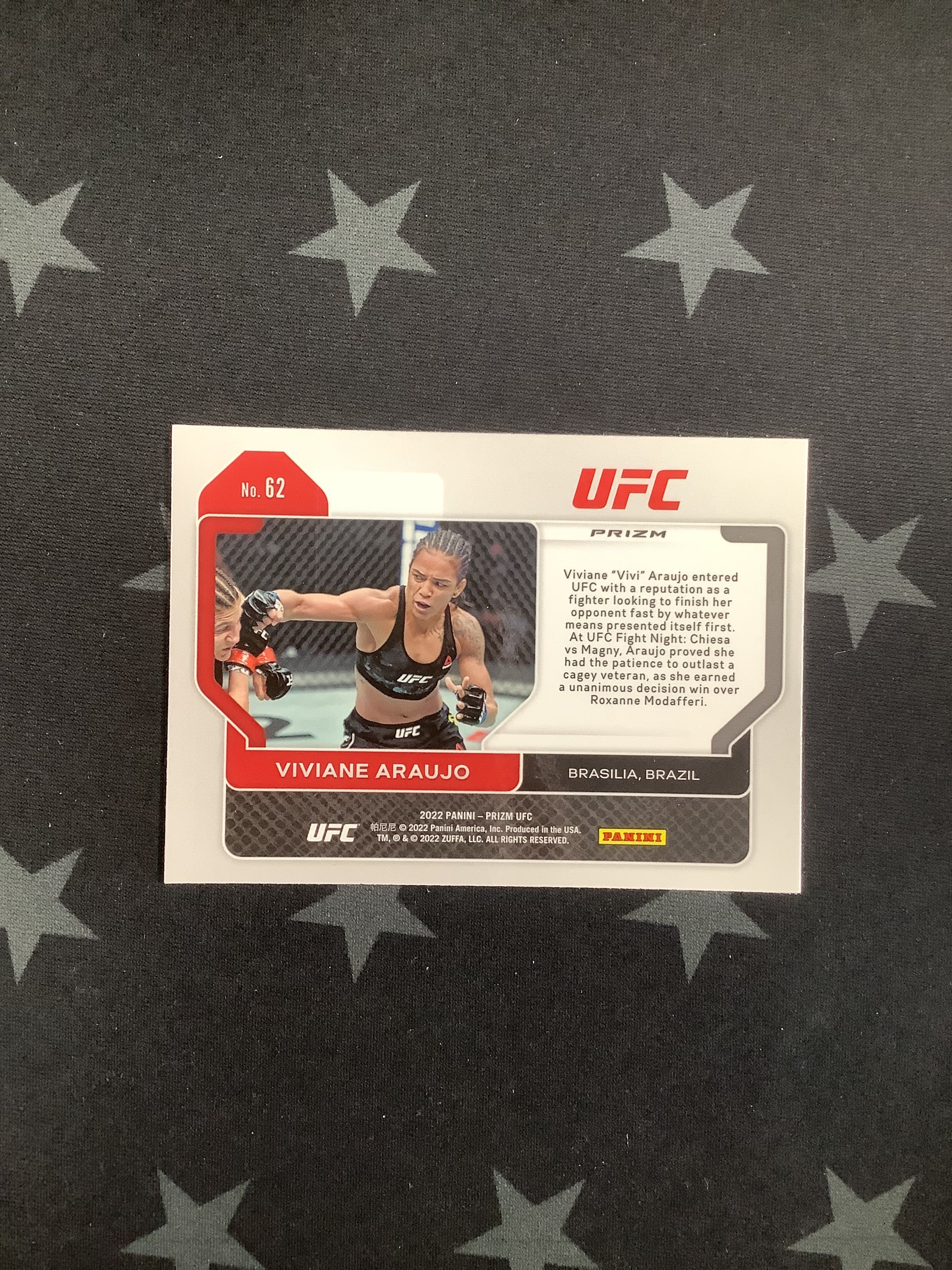 2022 Panini Prizm UFC Viviane Araujo #62 White Sparkle - Rare Trading Card for Collectors & UFC Fans - Perfect for Sports Memorabilia Displays & Auctions
