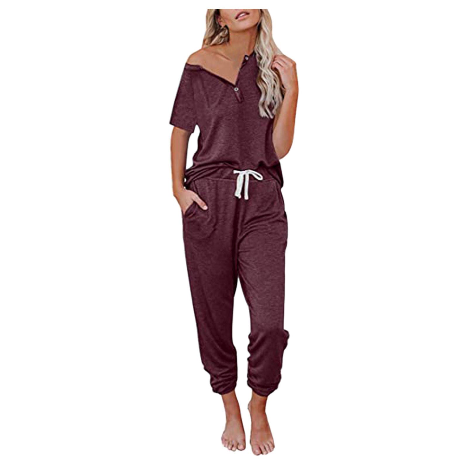Women's Formal Jumpsuit - V-Neck Short Sleeve Bandage Pullover with Loose Pants | Office Wear, Business Casual & Evening Outfits