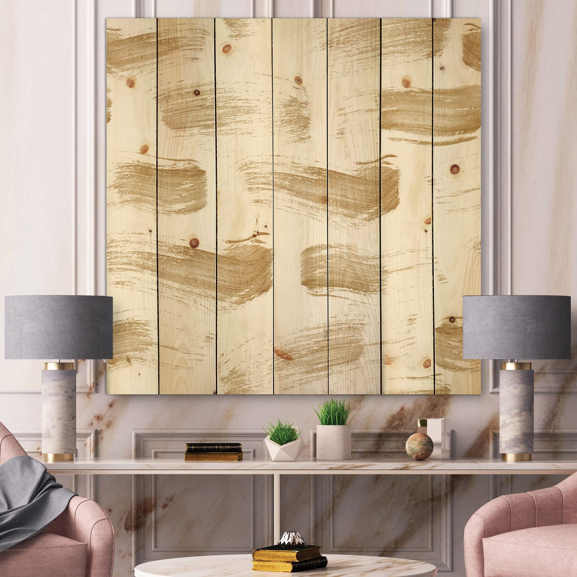 Modern Gold Abstract Wood Wall Art - Handcrafted Contemporary Pine Wood Decor for Living Room, Bedroom & Office | Large Abstract Wood Panels with Golden Strokes Design