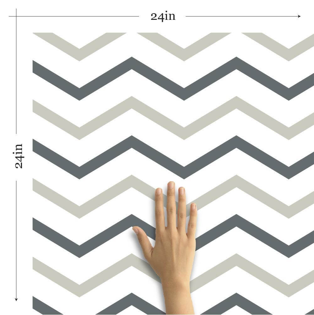 White & Champagne Chevron Peel and Stick Removable Wallpaper - Self-Adhesive Decorative Wall Covering for Bedroom, Living Room, Office & Home Decor