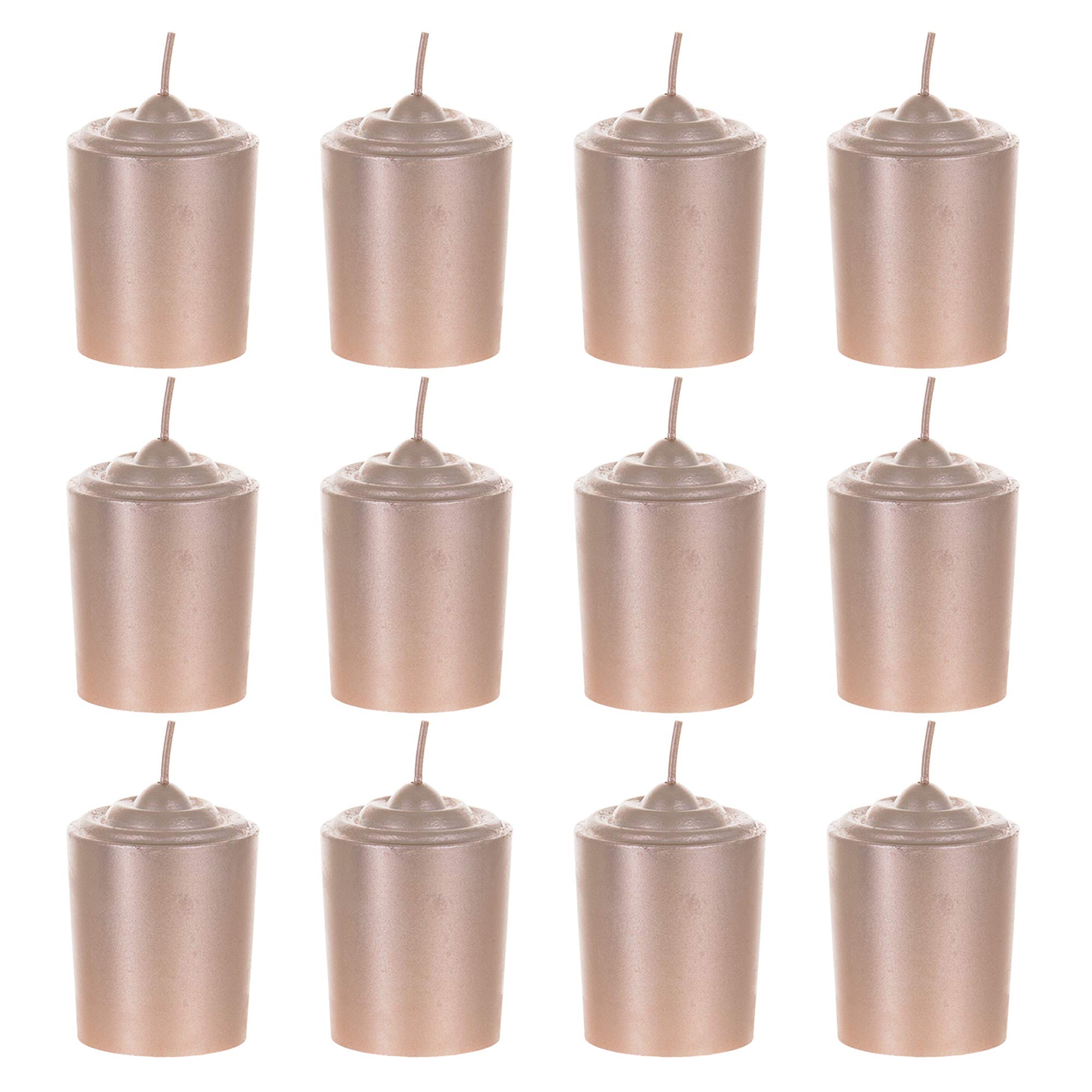Premium Unscented 15-Hour Votive Candles - Pack of 12 in Elegant Rose Gold for Weddings, Home Decor & Romantic Ambiance