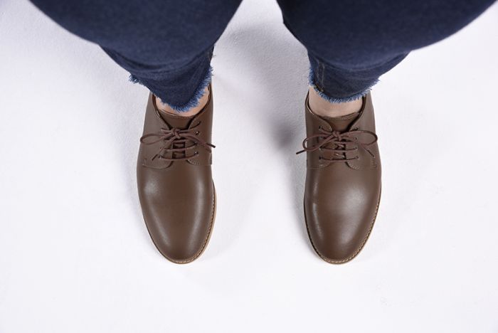 Ahimsa Vegan Leather Teresa Derby Shoes in Cognac - Wide Width Comfortable Loafers for Women | Perfect for Office, Casual Wear & Eco-Friendly Fashion