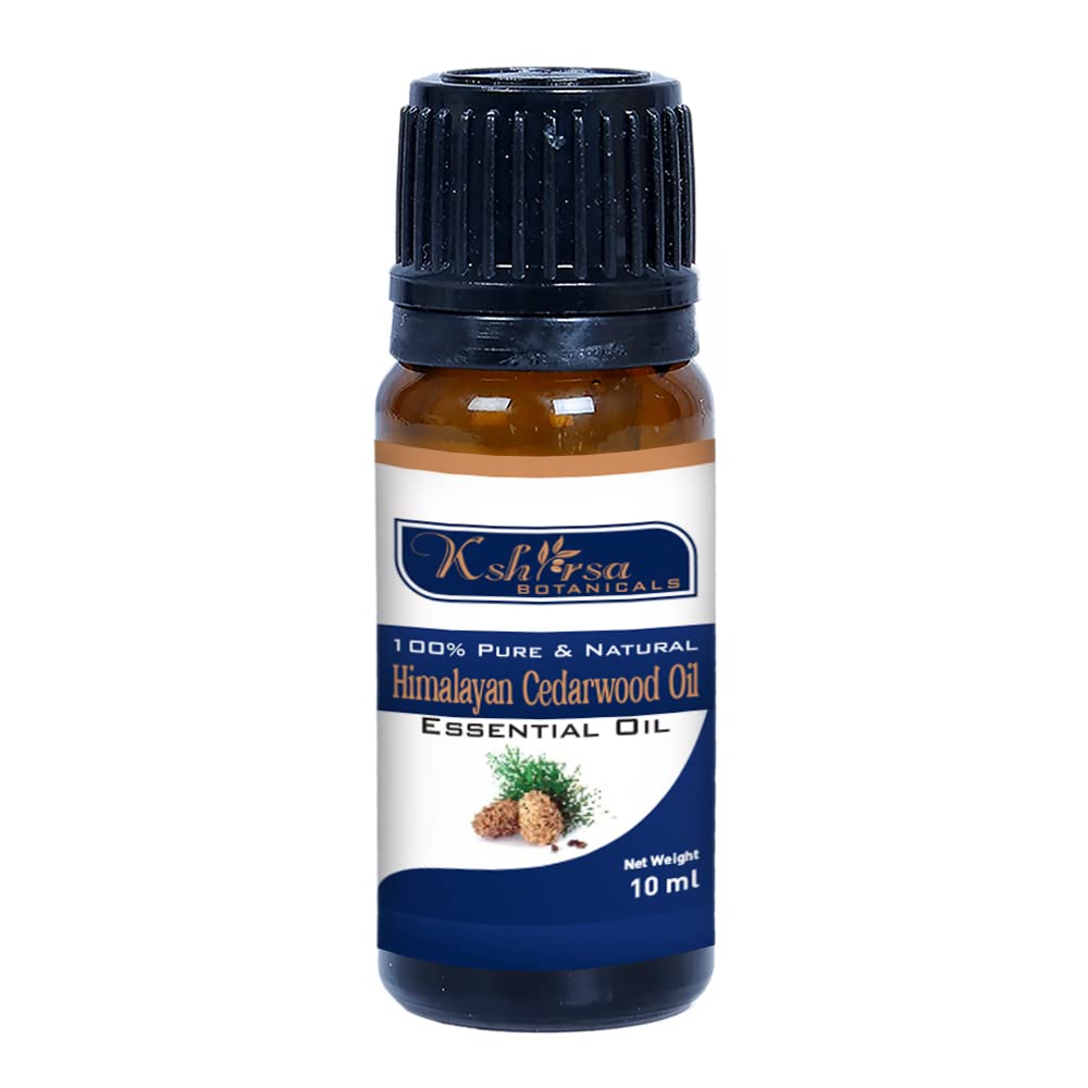 Pure Himalayan Cedarwood Essential Oil (10ml) - 100% Natural Cedrus Deodara for Skin Care, Hair Growth & Aromatherapy | Includes Euro Dropper | Perfect for Diffusers, Massage & DIY Beauty Products