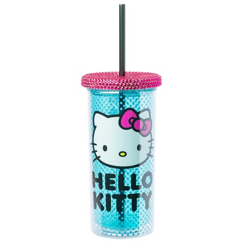 Hello Kitty Blue Polka Dot with Rhinestones Lid