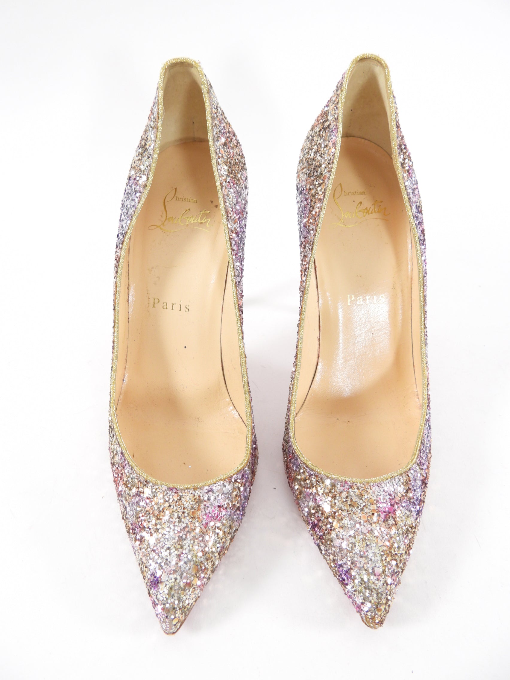 Christian Louboutin Pigalle Follies 100 Glitter Pumps - Women's High Heels Size 37 / US 6.5 - Perfect for Evening Parties & Special Occasions