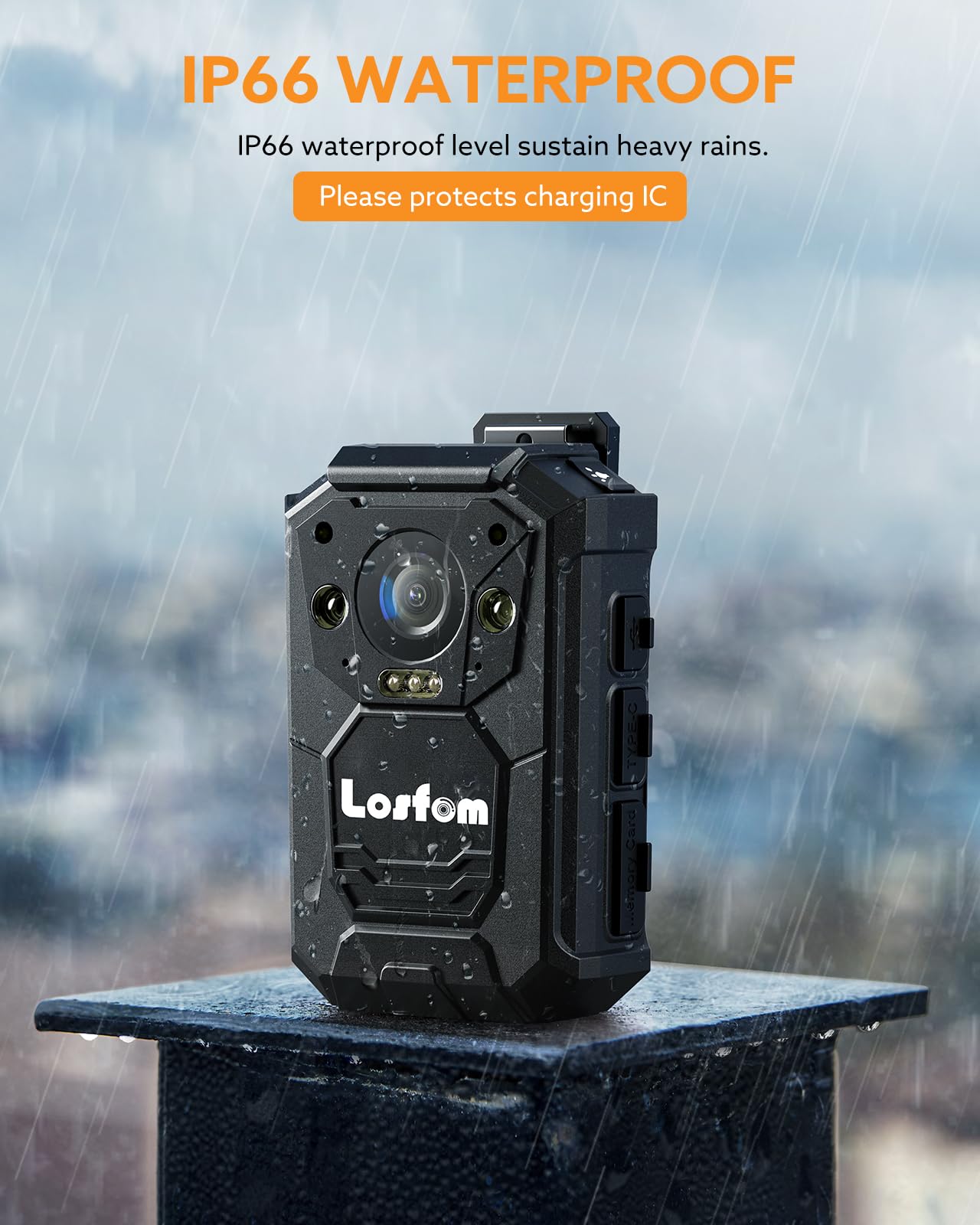 WD9 2K Body Worn Camera with 256GB Storage & GPS | 16-Hour Battery Life (3500mAh) | Waterproof Police Camera with LED Light & Remote Control | Perfect for Law Enforcement, Security Guards & Outdoor Activities