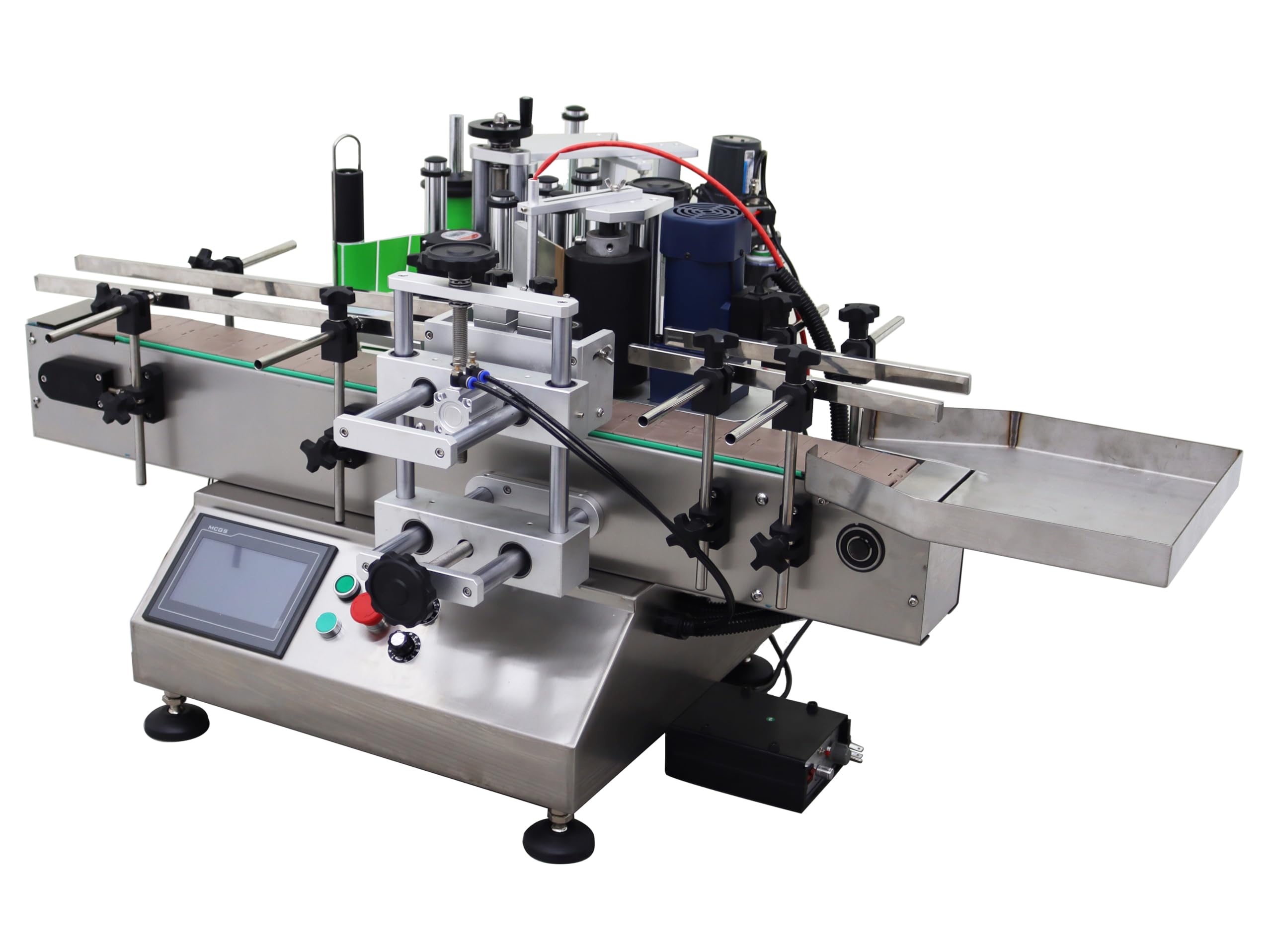 TECHTONGDA Automatic Round Bottle Labeling Machine with Printer Conveyor - 0.78-4.72inch Bottle Diameter, 360° Labeling for Beverage, Cosmetics & Pharmaceutical Packaging