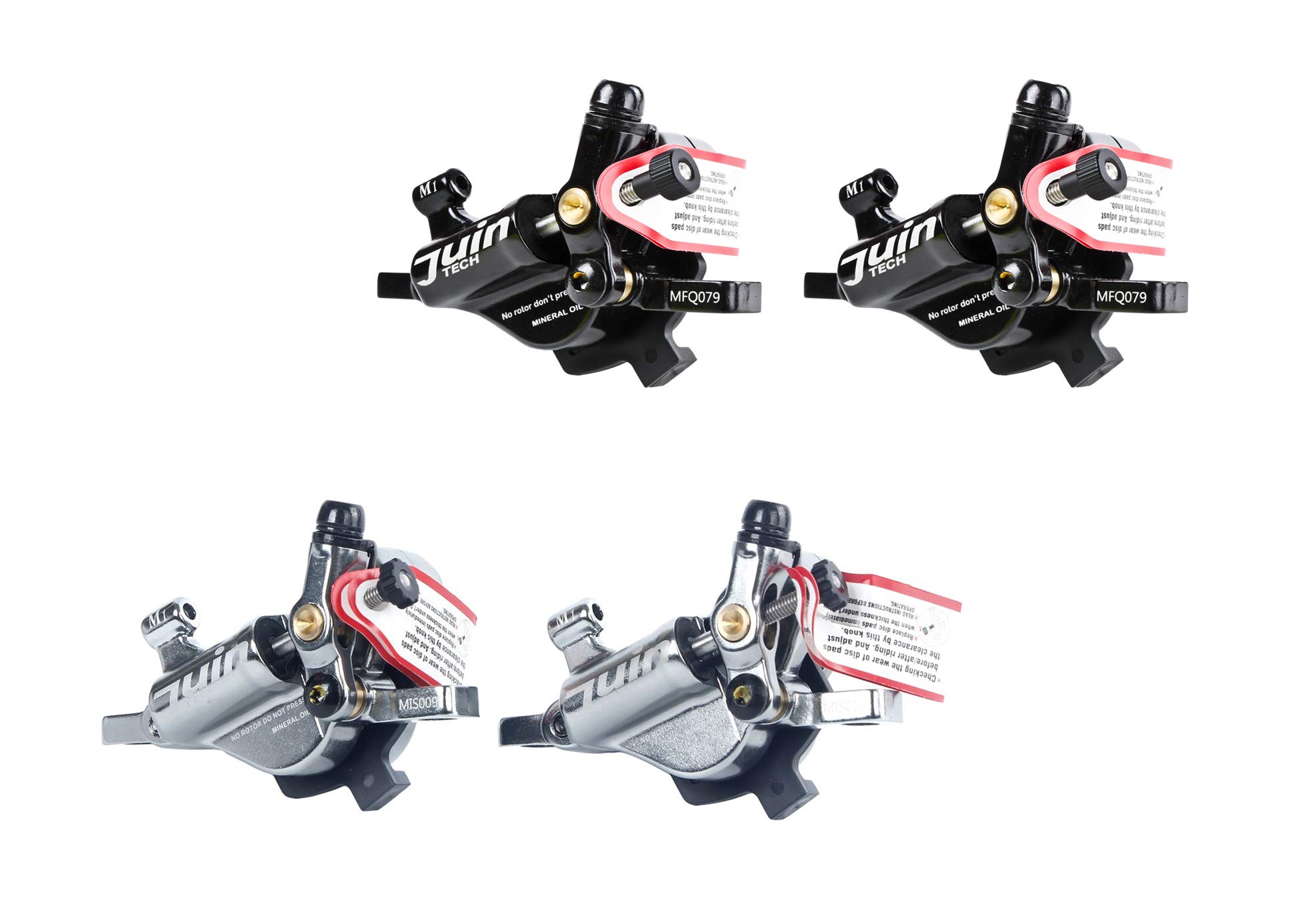 Juin Tech M1 Hybrid Hydraulic Disc Brake Caliper Set - Ultra Powerful Cable Actuated Brakes for Road, Mountain, Cyclocross, Gravel, E-Bike & Folding Bikes | Perfect for Commuting, Trail Riding & Electric Bike Upgrades
