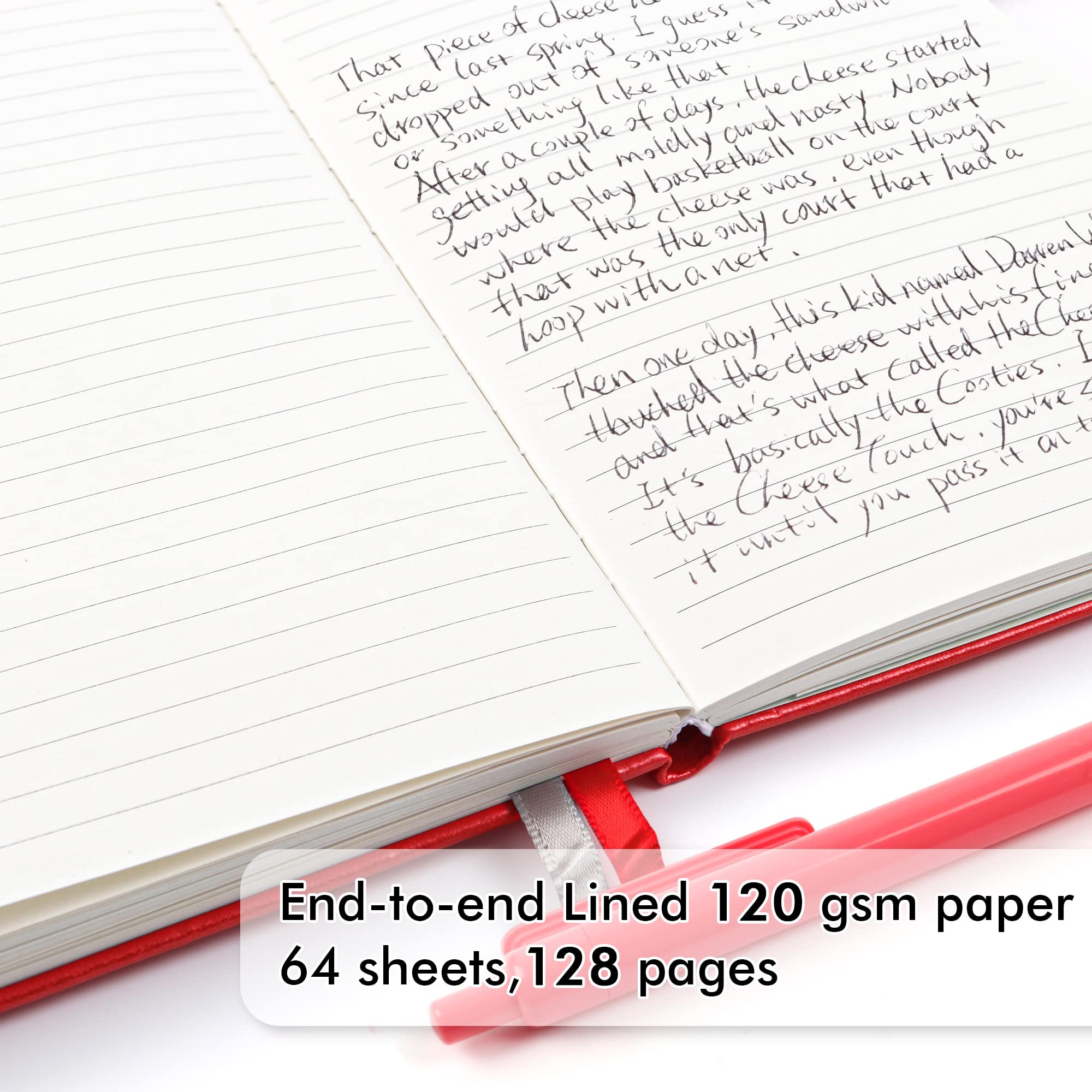 12 Pack A5 Hardcover Notebook Journals with 12 Black Pens - 120 GSM Ruled Writing Notebook Set with Pen Holder for School, Office, Travel & Business - Classic Red 5.1