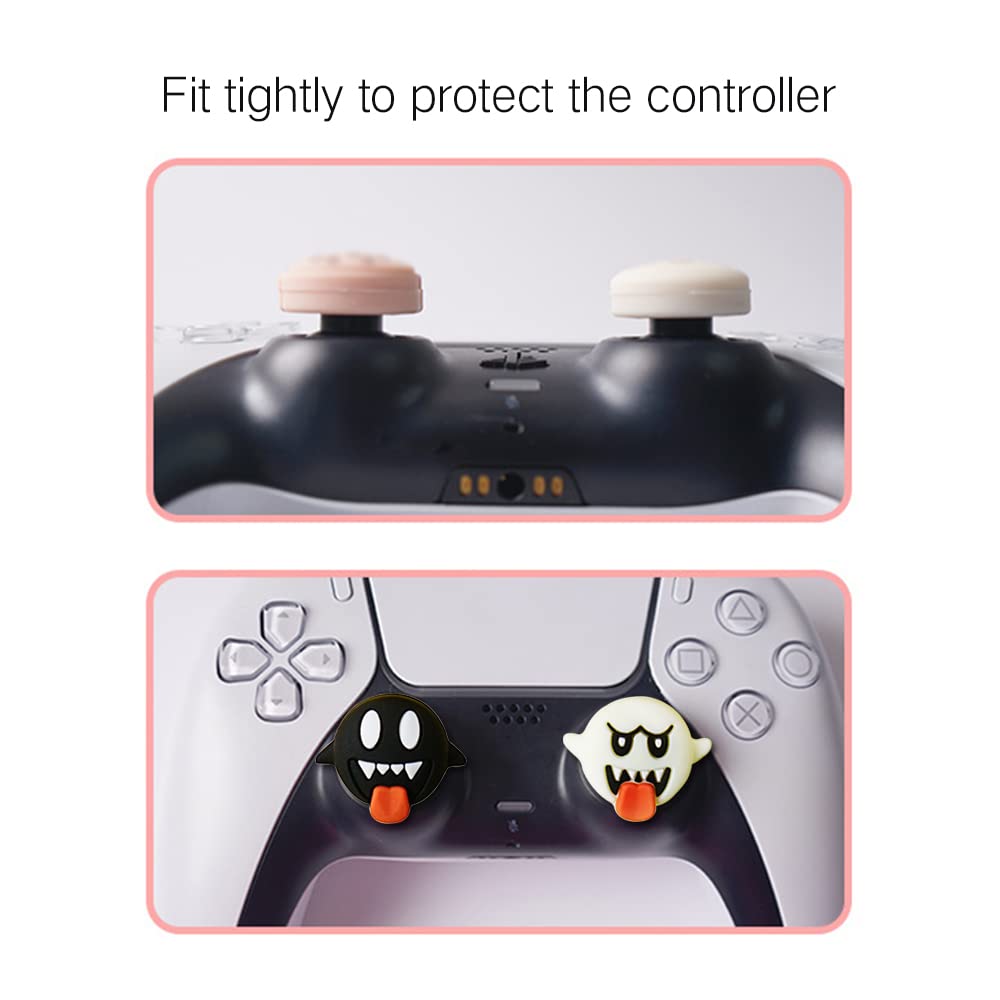 PERFECTSIGHT Halloween Skull Thumb Grip Caps for PS5, PS4, Xbox Series X/S, Xbox One, Switch PRO Controller - 4PCS Soft Rubber 3D Analog Joystick Covers - Kawaii Design for Enhanced Gaming Comfort (Perfect for Horror Games & Halloween Gaming Sessions)