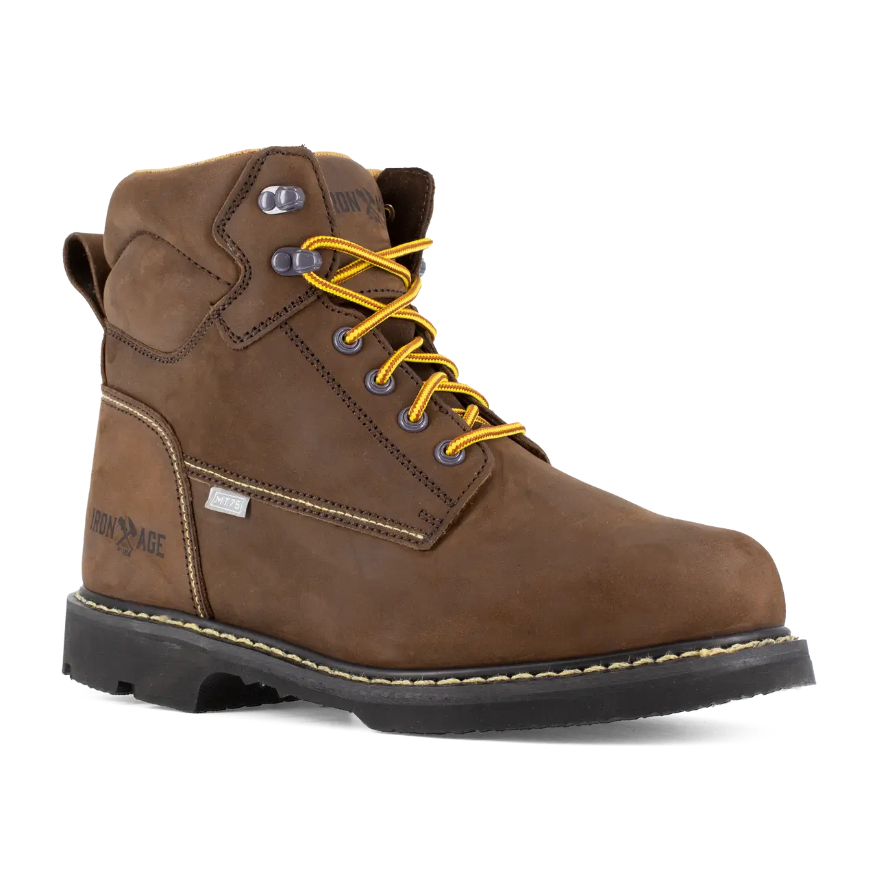 Groundbreaker Steel Toe Metguard 6 Inch Work Boots for Men - Brown Safety Shoes for Construction, Warehouse & Industrial Work - OSHA Compliant Protective Footwear