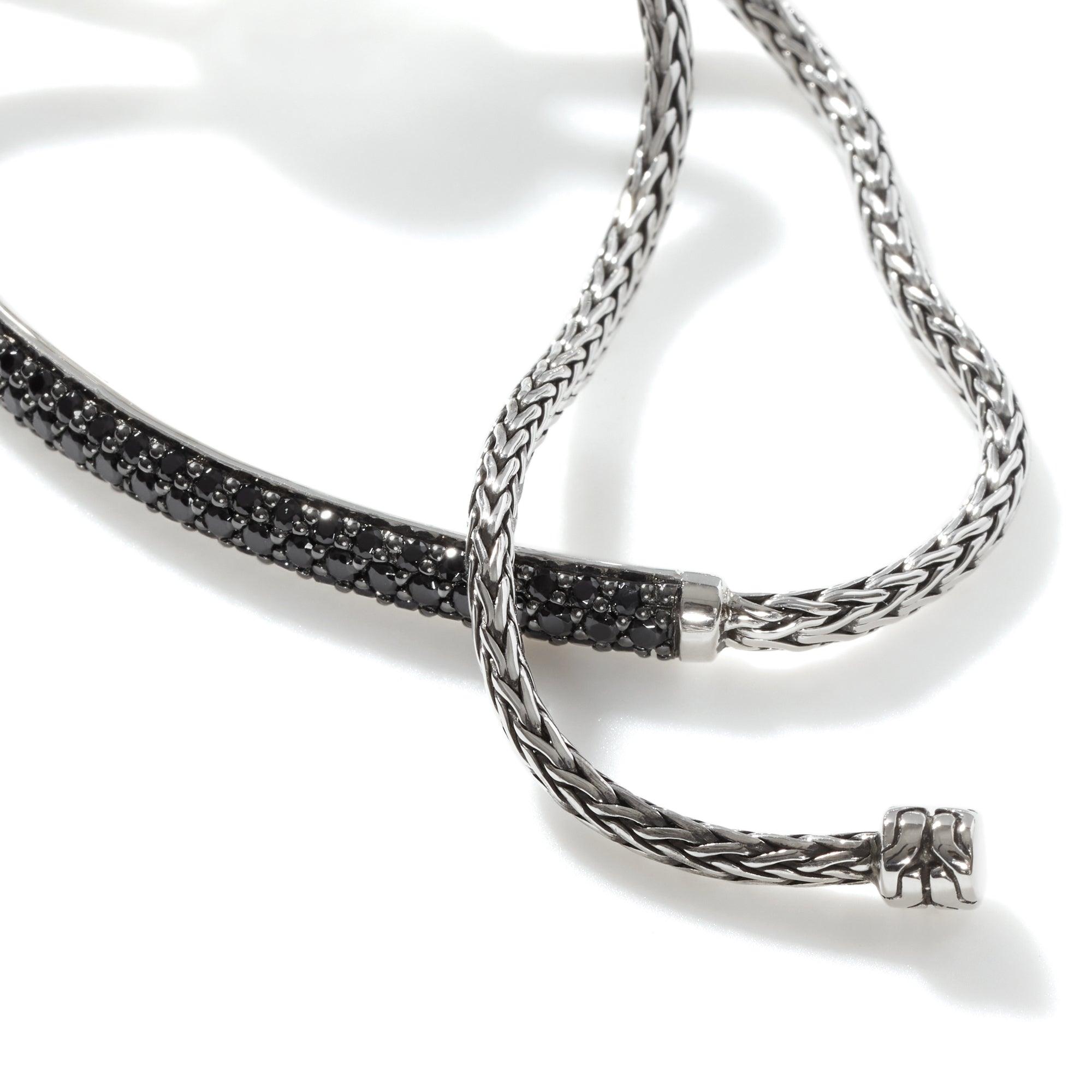 Black Sapphire Pull-Through Bracelet for Women - Adjustable Crystal Beaded Station Jewelry - Perfect for Parties, Weddings & Everyday Wear