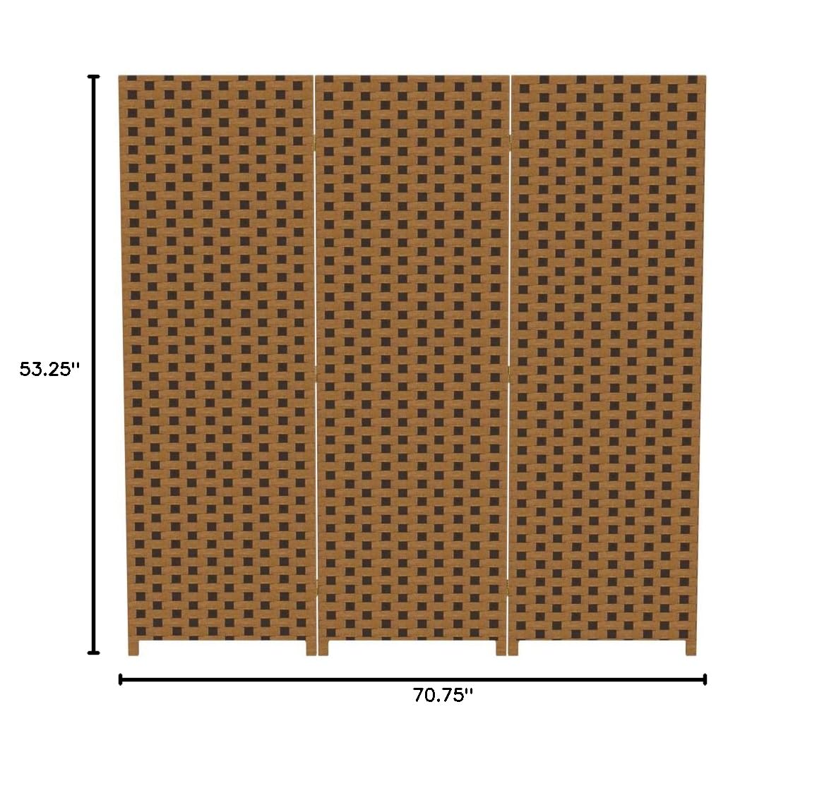 6 ft Tall Red Lantern Woven Fiber Room Divider - 3 Panel Two-Tone Brown & Natural - Perfect for Home Office, Living Room, and Bedroom Privacy