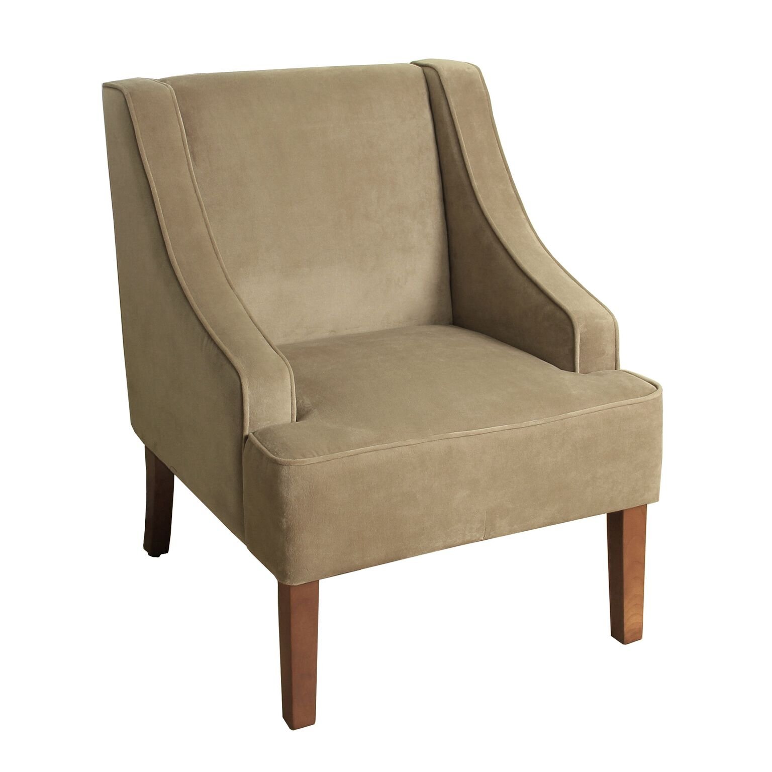 Homepop Upholstered Swoop Arm Accent Chair - Velvet Living Room & Bedroom Decor - Tan Modern Home Furniture for Cozy Sitting Areas & Reading Nooks