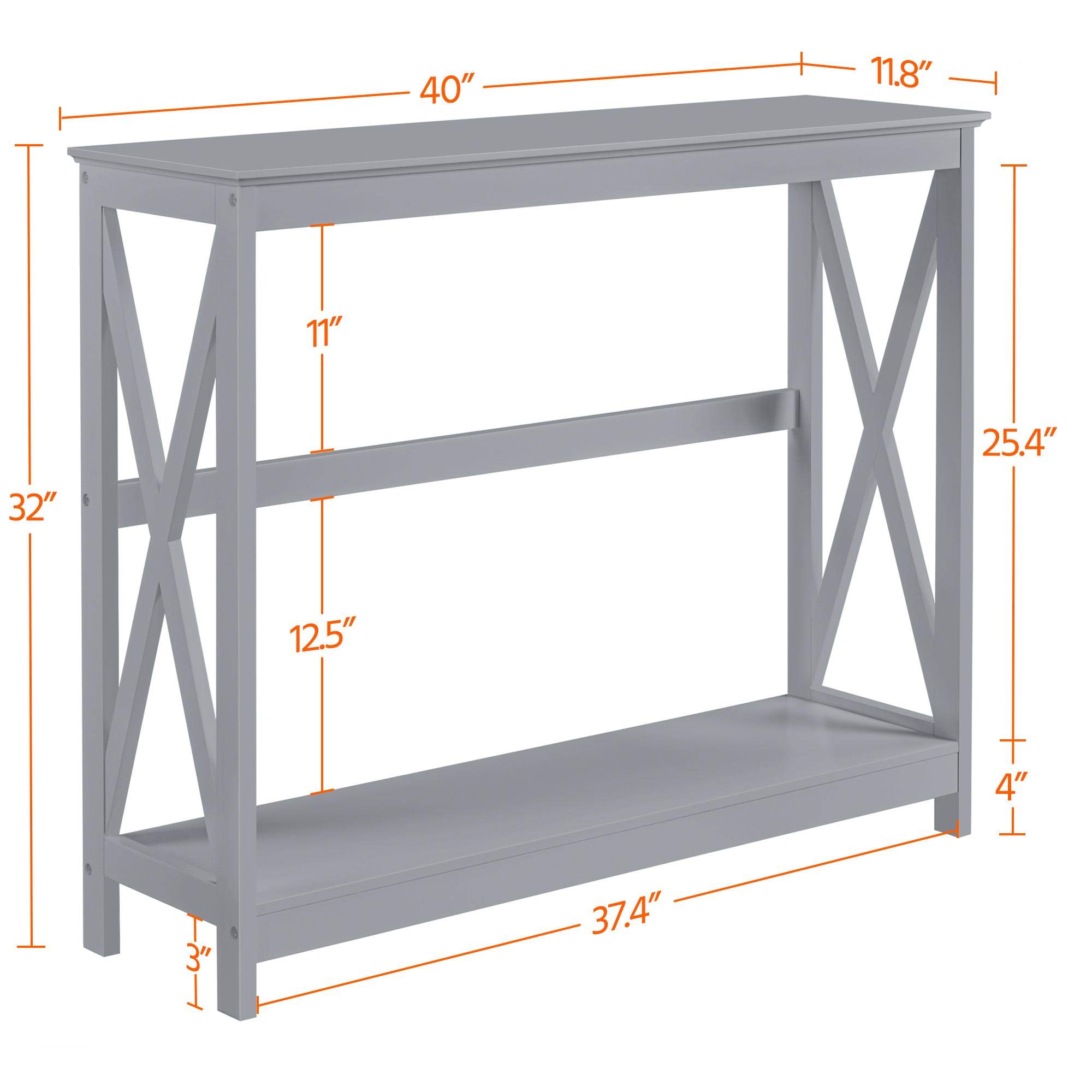 Yaheetech 2-Tier Narrow Console Table with Storage Shelf - Entryway Sofa Table, Bookshelf & Accent Table for Living Room, Hallway & Foyer - Space-Saving Grey Furniture for Small Apartments & Home Decor