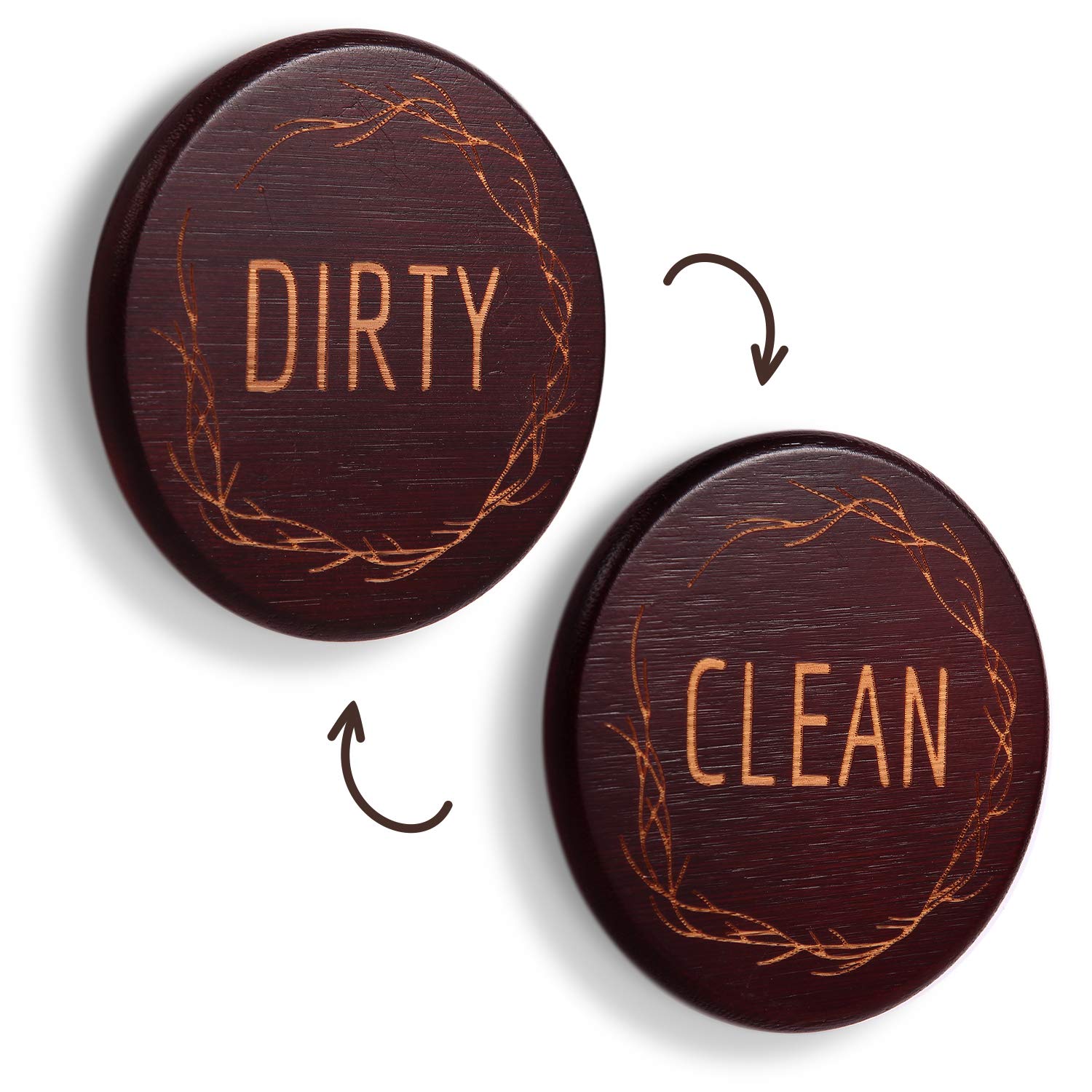 Bamboo Dishwasher Magnet - Clean Dirty Sign for Dishwasher, Kitchen Organization Tool, Dishwasher Status Indicator for Home & Office Use