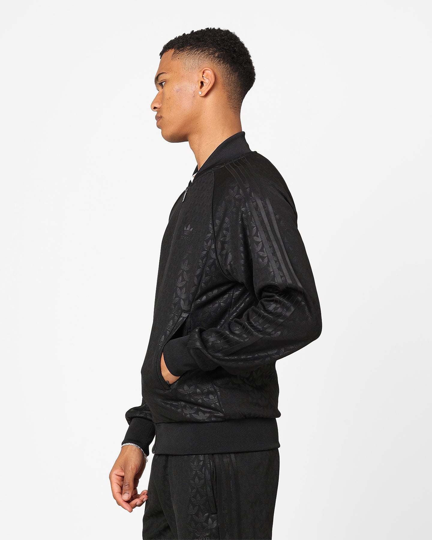 Adidas Monogram Straight Tracksuit Jacket for Men - Black Athletic Running Jacket with Graphic Design | Perfect for Gym, Jogging & Streetwear Fashion